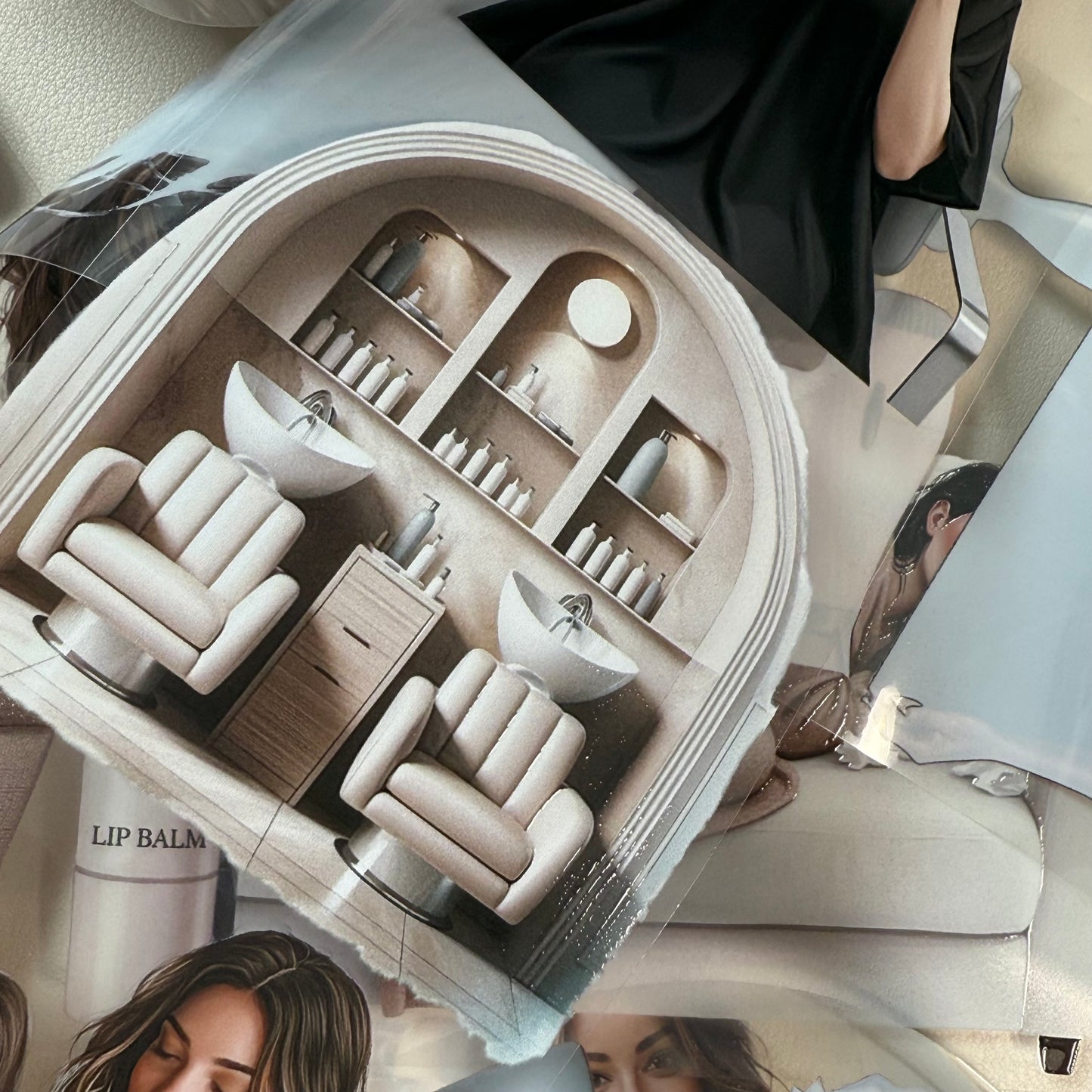 PET 3D raised Sick Days and The Hair Salon tape,one roll fashion, junk journal, scrapbooking,bullet journal, card making.