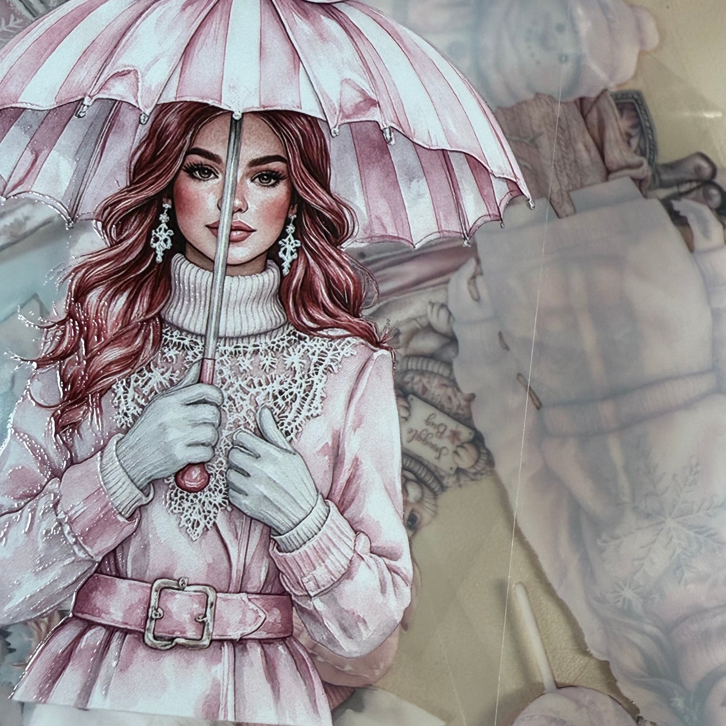 PET 3D raised Winter In The Country and in Wonderland tape,one roll fashion, junk journal, scrapbooking,bullet journal, card making.