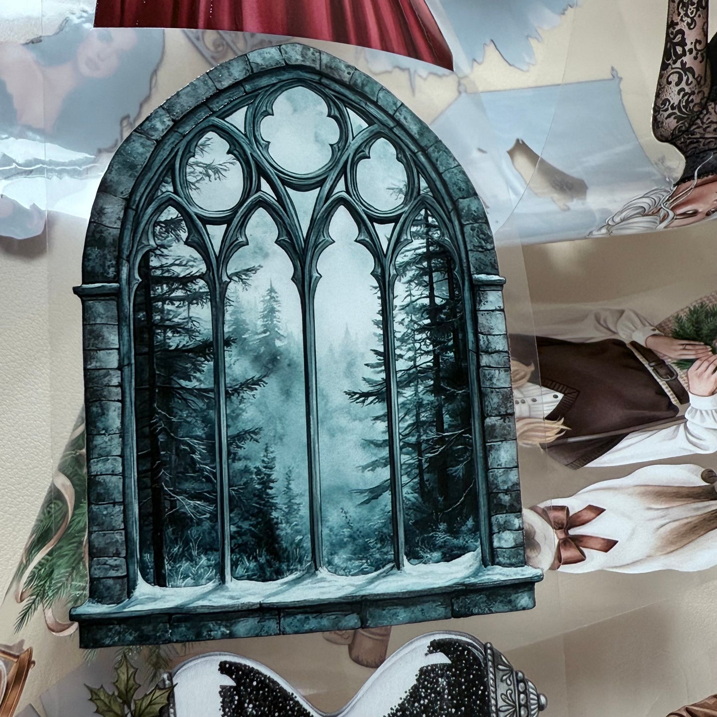 PET 3D raised Silent Yuletide and Light Academia Christmas tape,one roll fashion, junk journal, scrapbooking,bullet journal, card making.