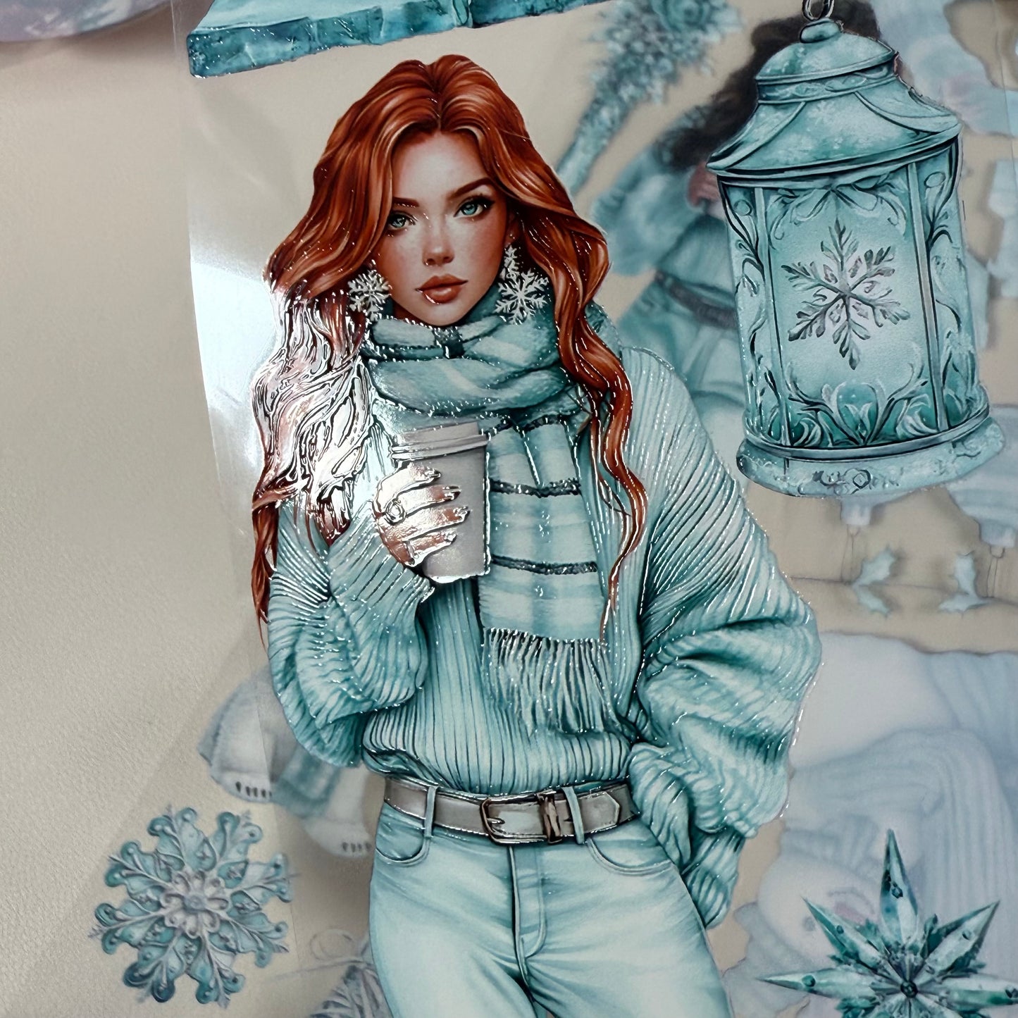 PET 3D raised Rustic Christmas and Frosted Northern lights tape,one roll fashion, junk journal, scrapbooking,bullet journal, card making.