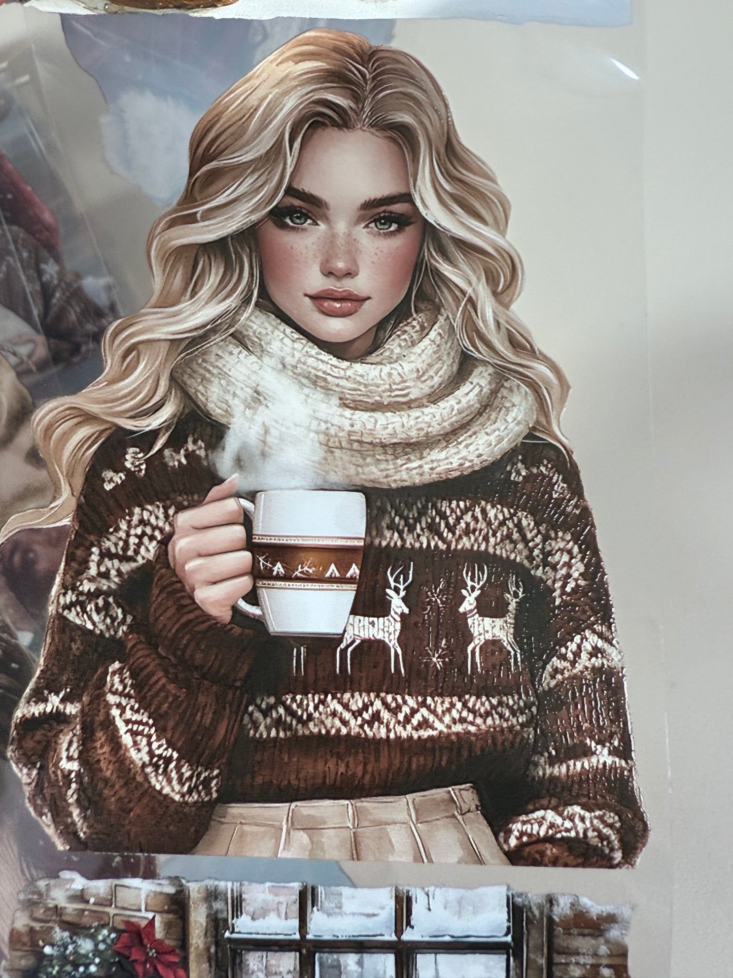 PET 3D raised Christmas  countryside and Peppermint mocha Noel tape,one roll fashion, junk journal, scrapbooking,bullet journal, card making.