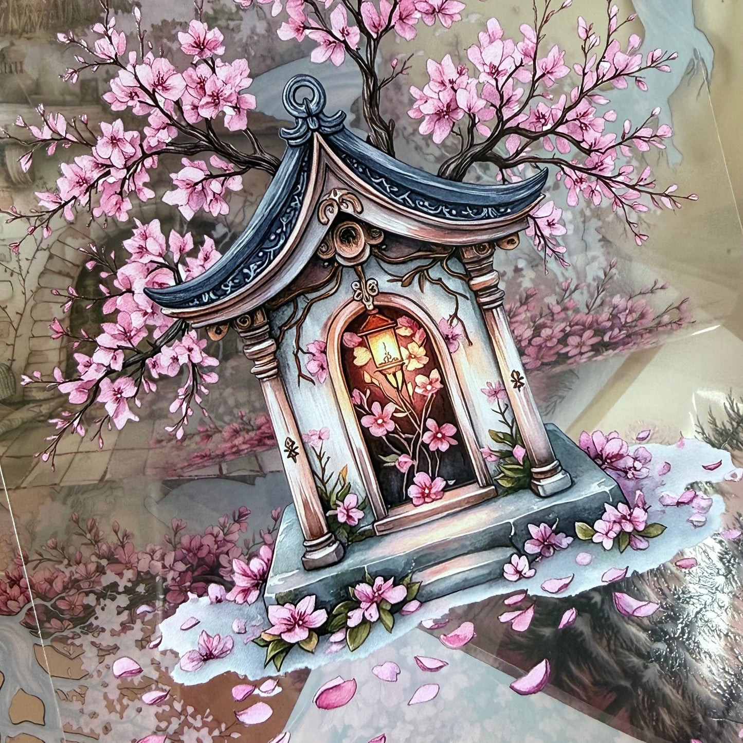 PET 3D raised Spring Landscape2 tape,one roll fashion, junk journal, scrapbooking,bullet journal, card making.