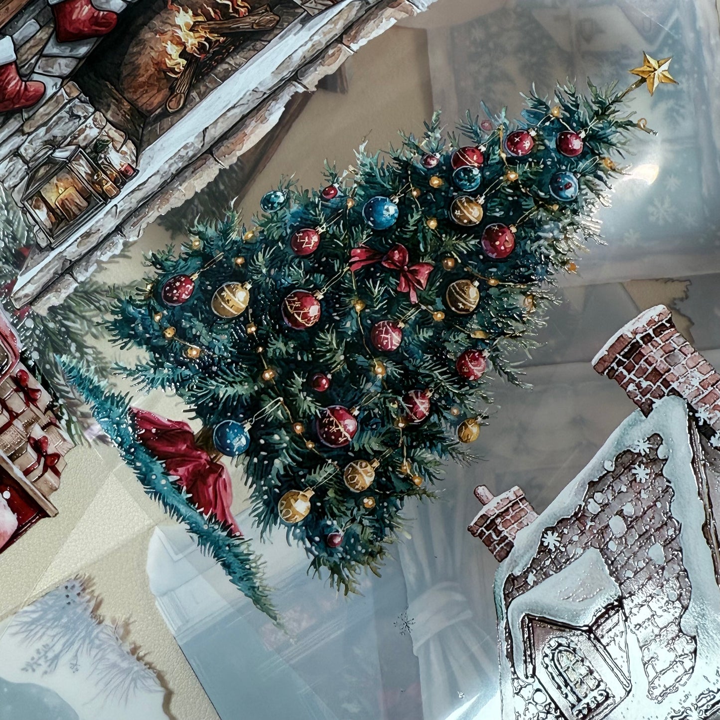 PET 3D raised Winter Landscape tape,one roll fashion, junk journal, scrapbooking,bullet journal, card making.