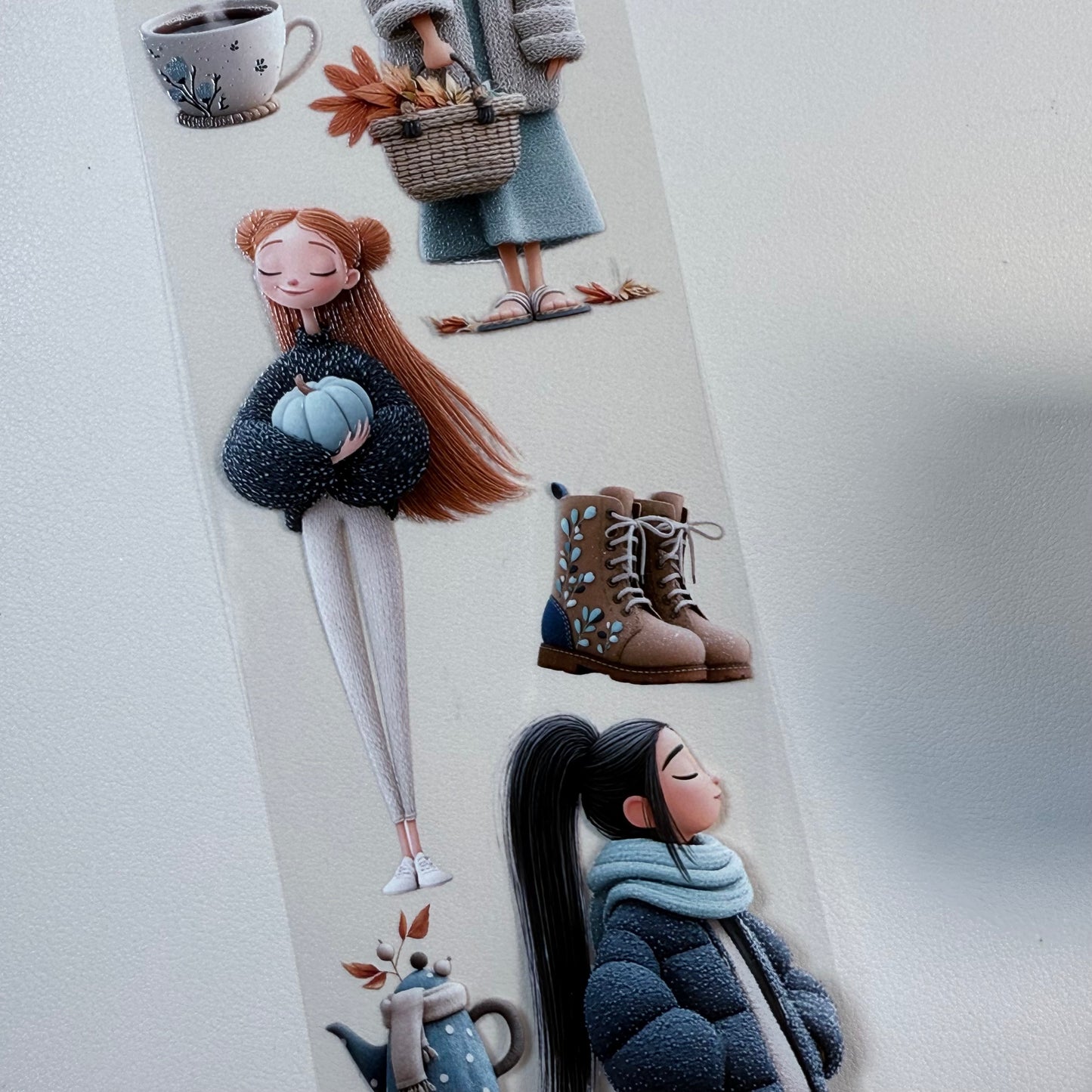 PET 3D raised Whimsical Cottage and  Autumn Joys tape,one roll fashion, junk journal, scrapbooking,bullet journal, card making.