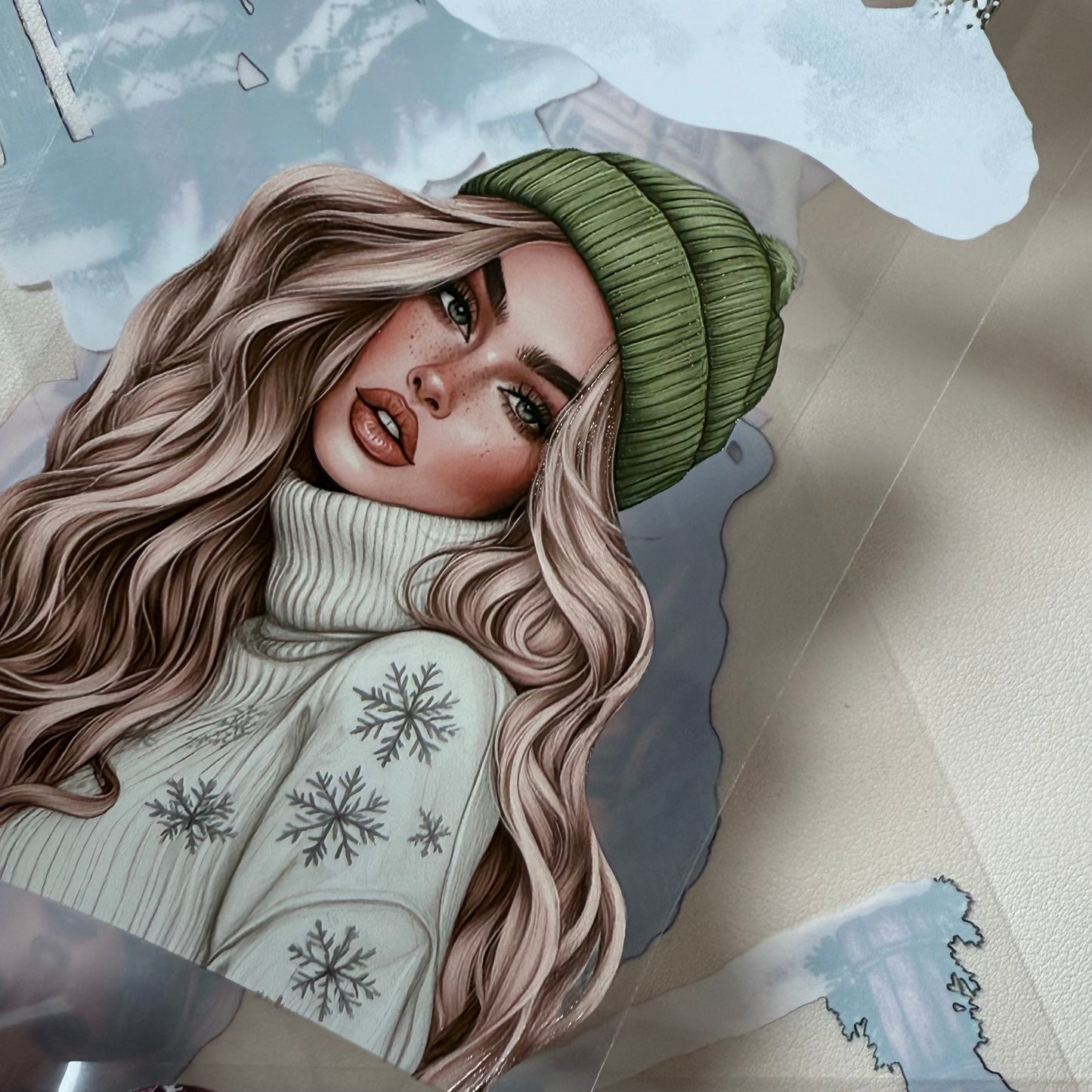 PET 3D raised Nordic Knit Winter and Champagne Christmas tape,one roll fashion, junk journal, scrapbooking,bullet journal, card making.