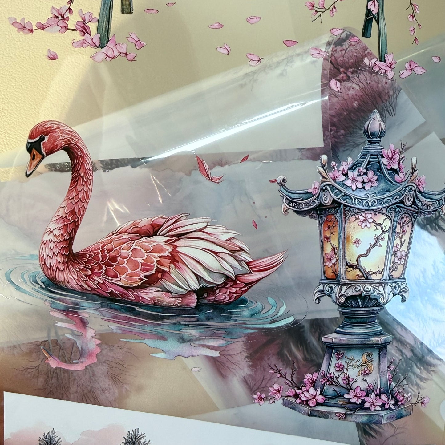 PET 3D raised Spring Landscape2 tape,one roll fashion, junk journal, scrapbooking,bullet journal, card making.