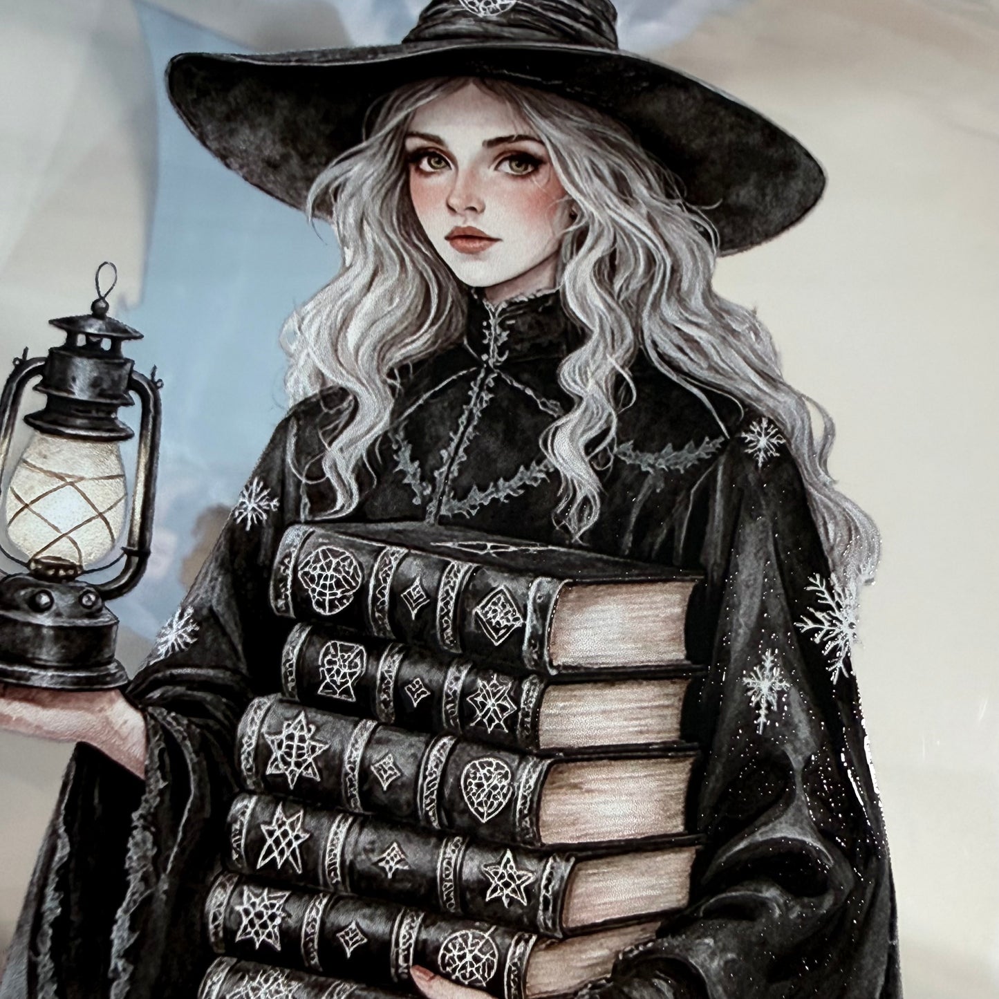 Moonlit Frost Witch and Lapis Lazuli Winter Witch PET 3D raised tape,one roll fashion, junk journal, scrapbooking,bullet journal, card making.