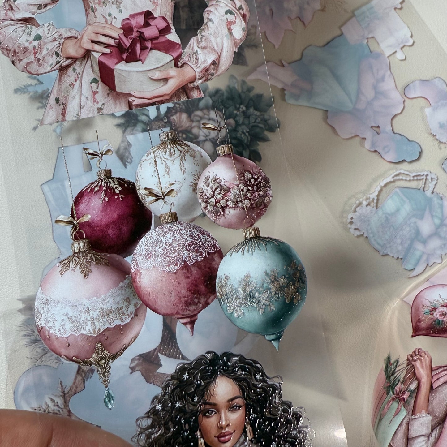 PET 3D raised Coquette and Farmhouse Christmas tape,one roll fashion, junk journal, scrapbooking,bullet journal, card making.