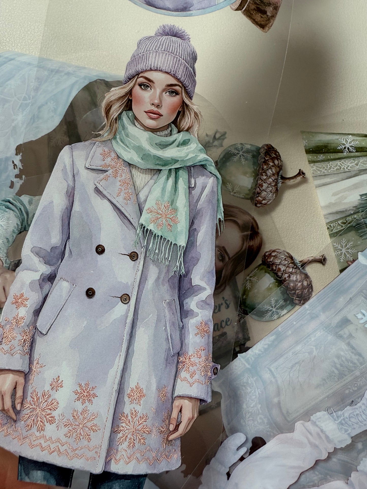 PET 3D raised Winter Wonderland2 and  Snowy Woodland tape,one roll fashion, junk journal, scrapbooking,bullet journal, card making.