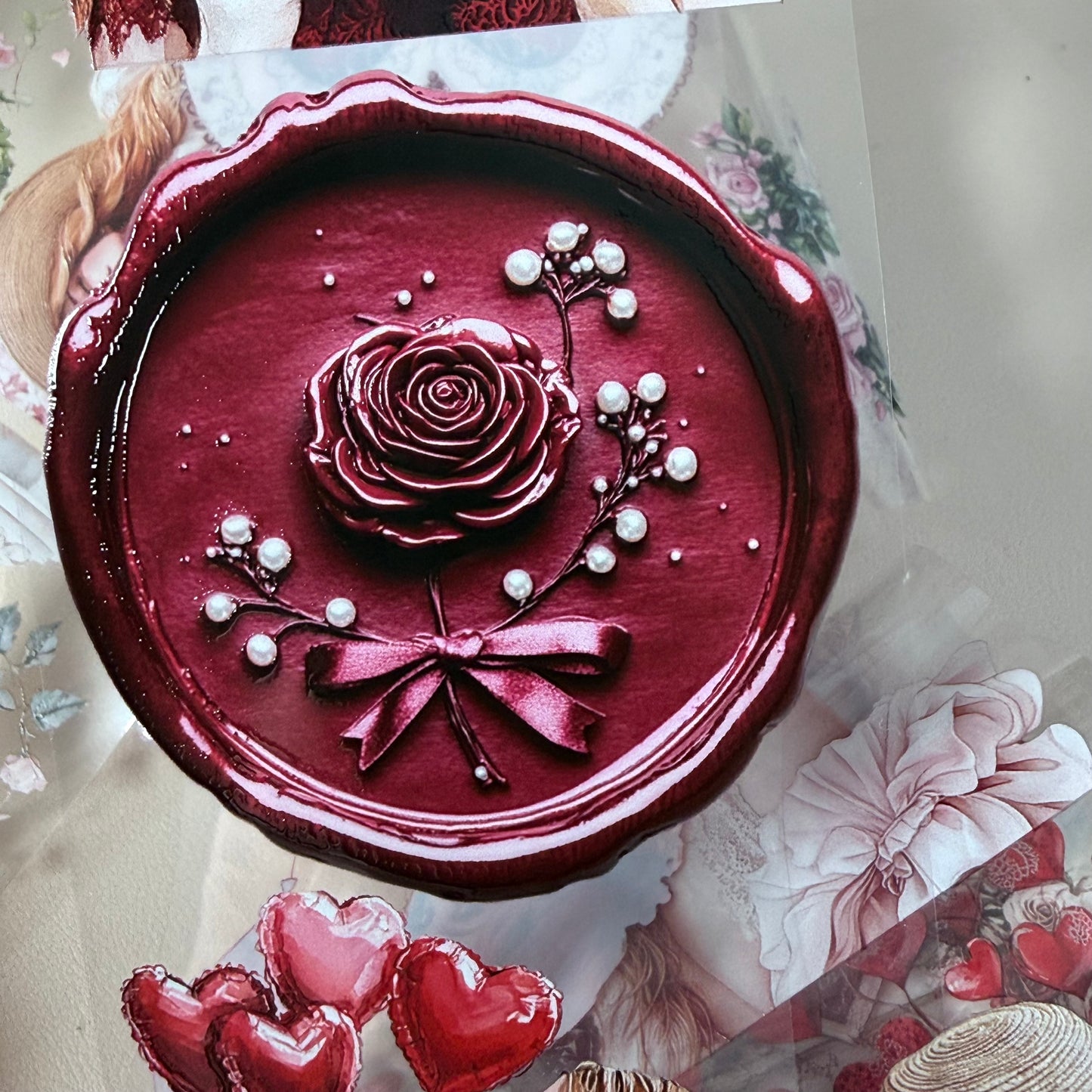 Heart to Heart and Romantic Spring PET 3D raised tape,one roll fashion, junk journal, scrapbooking,bullet journal, card making.