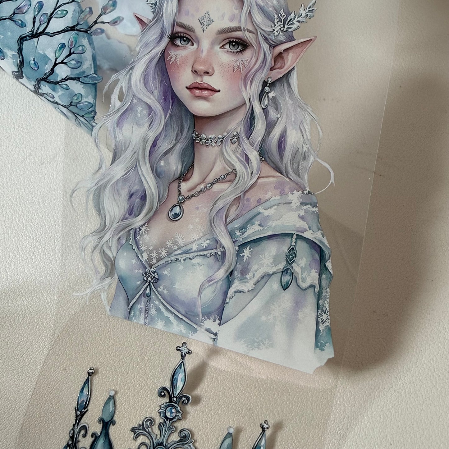 Opaline Winter Witch and Winterwood Witch PET 3D raised tape,one roll fashion, junk journal, scrapbooking,bullet journal, card making.