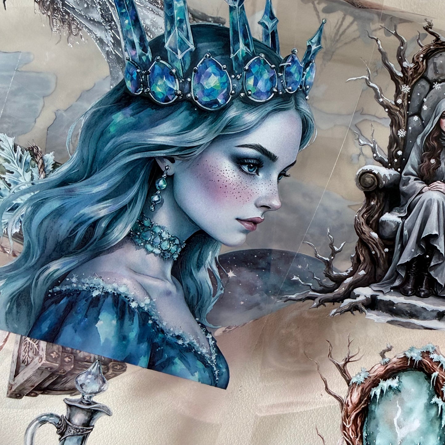 Opaline Winter Witch and Winterwood Witch PET 3D raised tape,one roll fashion, junk journal, scrapbooking,bullet journal, card making.