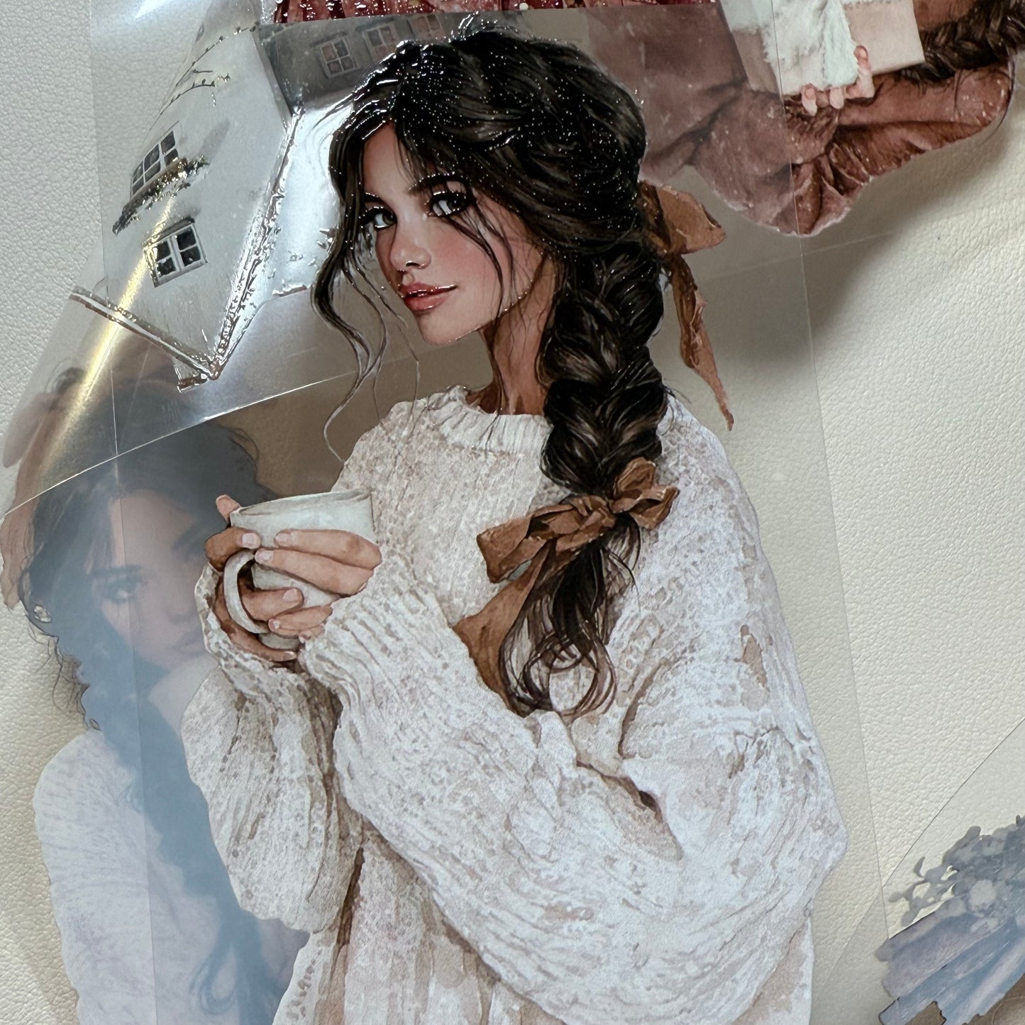 PET 3D raised Classic Christmas and Wooden Cabin tape,one roll fashion, junk journal, scrapbooking,bullet journal, card making.