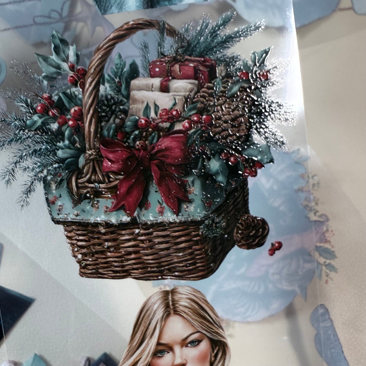 PET 3D raised Christmas Market and Frosted Winter tape,one roll fashion, junk journal, scrapbooking,bullet journal, card making.