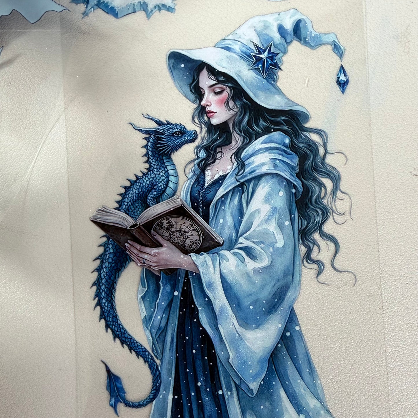 Turquoise Winter Witch and Sapphire Winter Witch PET 3D raised tape,one roll fashion, junk journal, scrapbooking,bullet journal, card making.