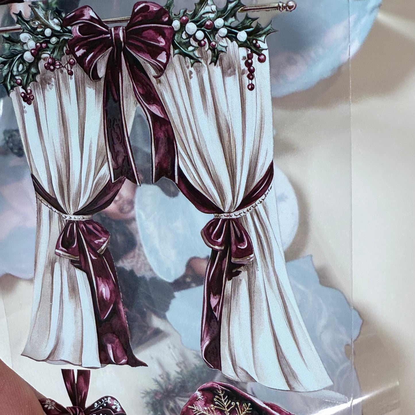 PET 3D raised Midnight Mistletoe and Holiday Magic tape,one roll fashion, junk journal, scrapbooking,bullet journal, card making.