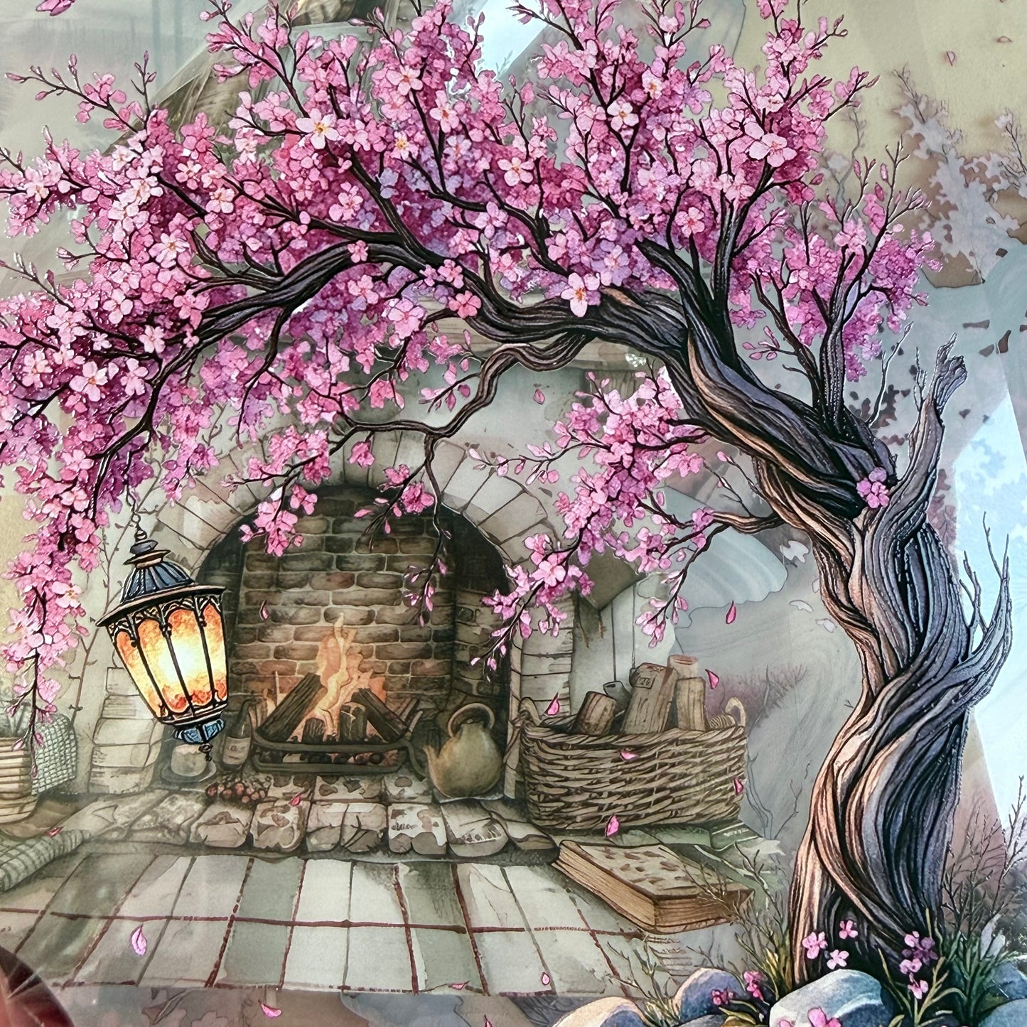 PET 3D raised Spring Landscape2 tape,one roll fashion, junk journal, scrapbooking,bullet journal, card making.