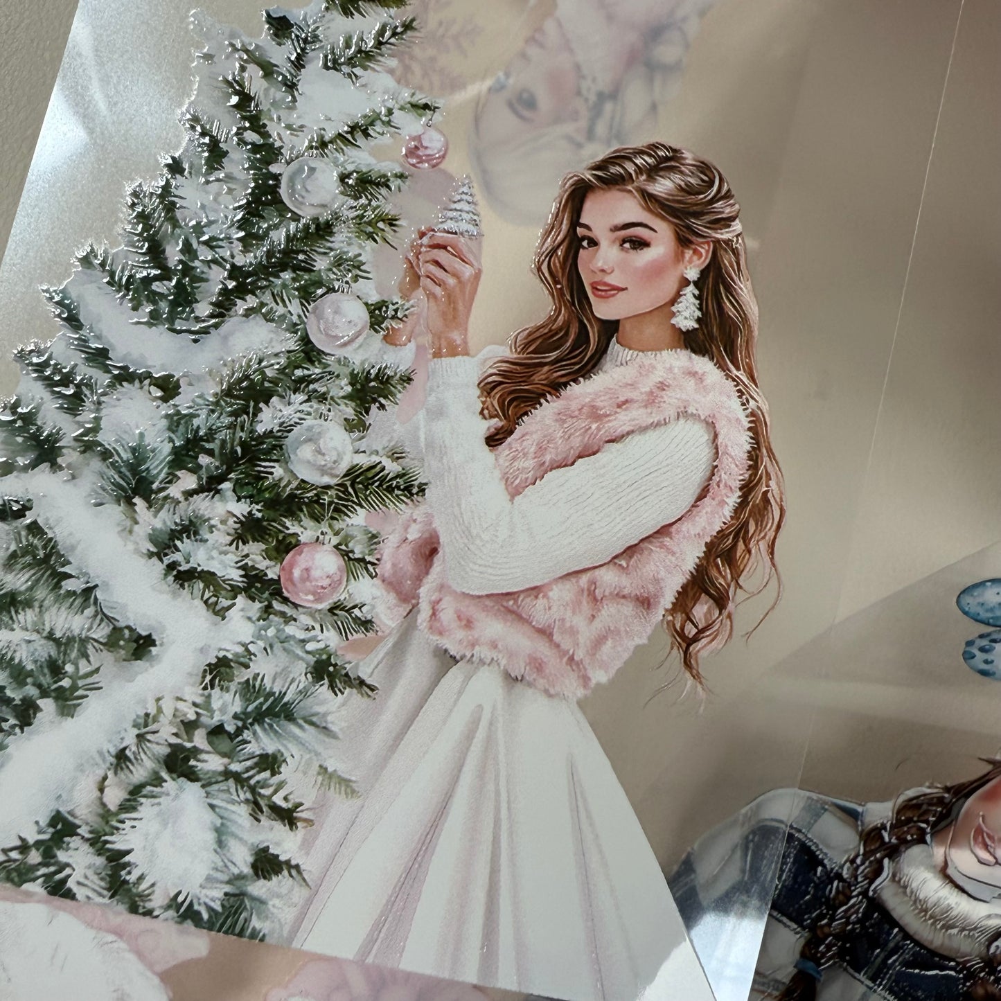 PET 3D raised Pink Glamour and Winter Stroll tape,one roll fashion, junk journal, scrapbooking,bullet journal, card making.