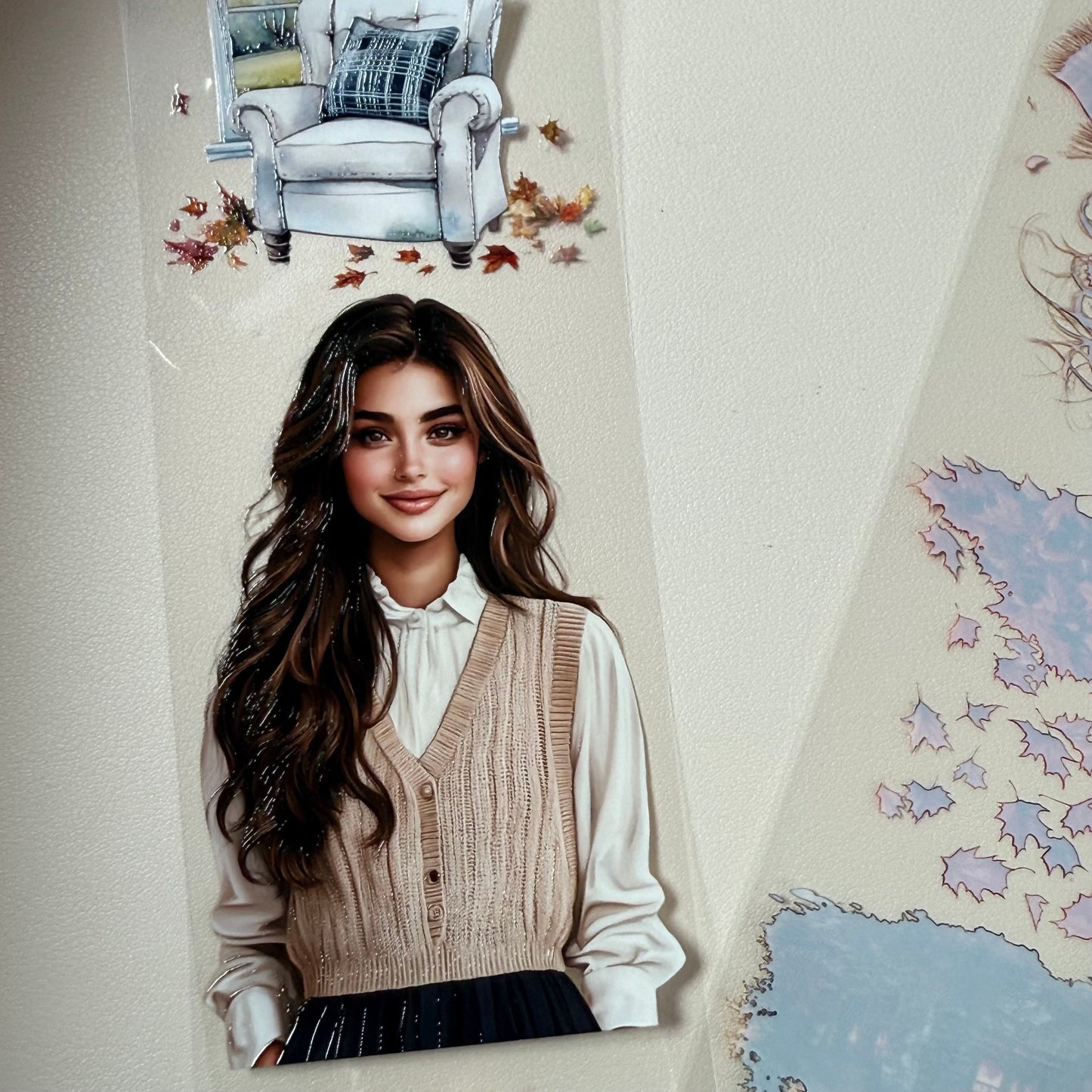 PET 3D raised Autumn wind and Cottage tape,one roll fashion, junk journal, scrapbooking,bullet journal, card making.