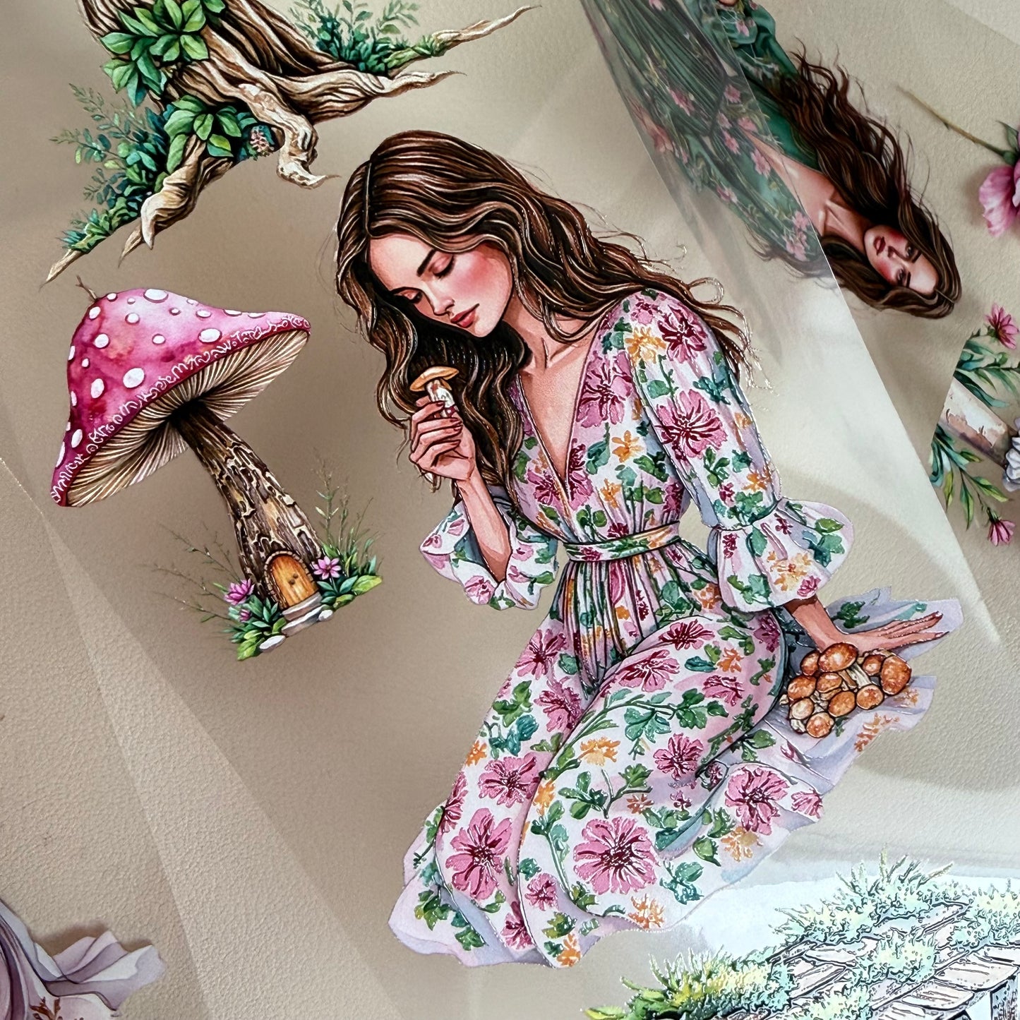 PET Iris and Ivy and  Fae Fairy Garden 3D raised tape,one roll fashion, junk journal, scrapbooking,bullet journal, card making.
