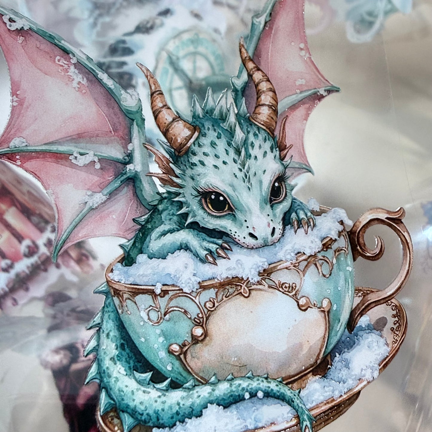 Snowpetal Faerie Dragons and Garnet Winter Witch 3D PET Foil Washi Tape