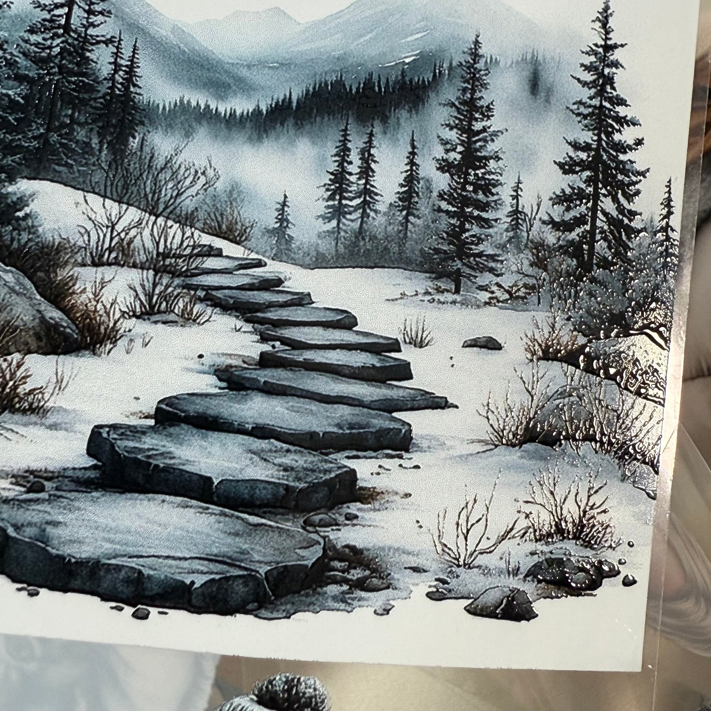 PET Winter Mood and Alpine Chalet 3D raised tape,one roll fashion, junk journal, scrapbooking,bullet journal, card making.