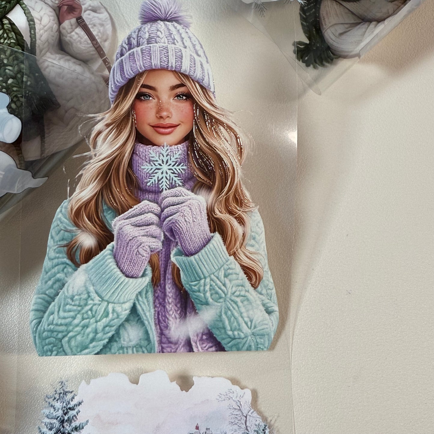 PET 3D raised Winter Evening and Winter Frost tape,one roll fashion, junk journal, scrapbooking,bullet journal, card making.