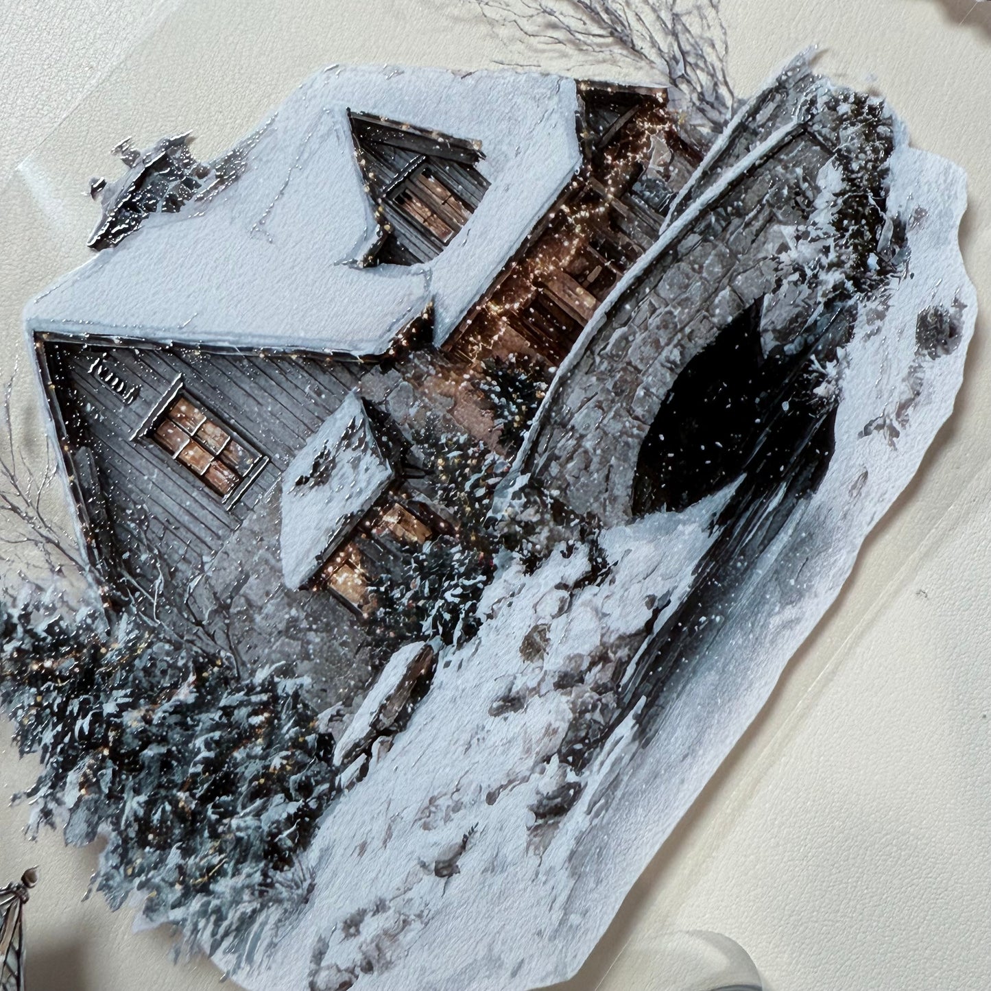 PET 3D raised Winter Landscape3 tape,one roll fashion, junk journal, scrapbooking,bullet journal, card making.