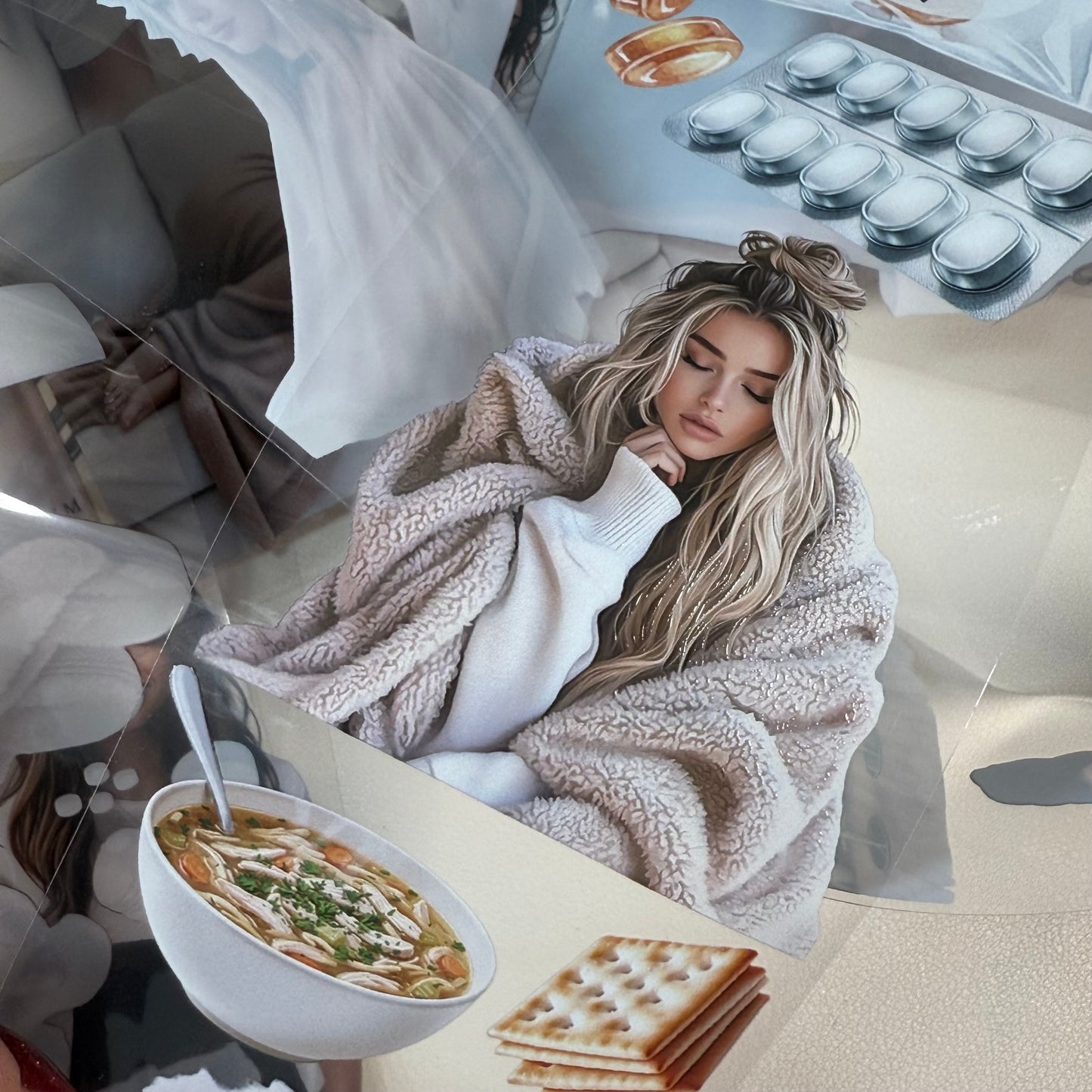 PET 3D raised Sick Days and The Hair Salon tape,one roll fashion, junk journal, scrapbooking,bullet journal, card making.