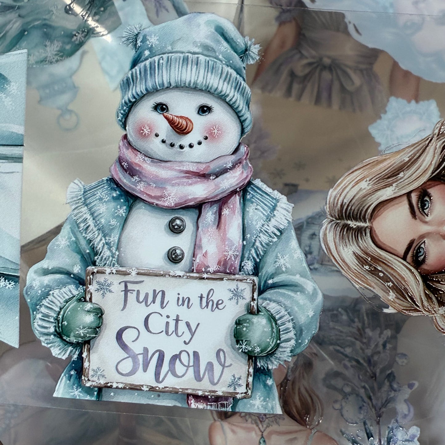 PET 3D raised Blue Pastel Winter and Frosted Whispers tape,one roll fashion, junk journal, scrapbooking,bullet journal, card making.