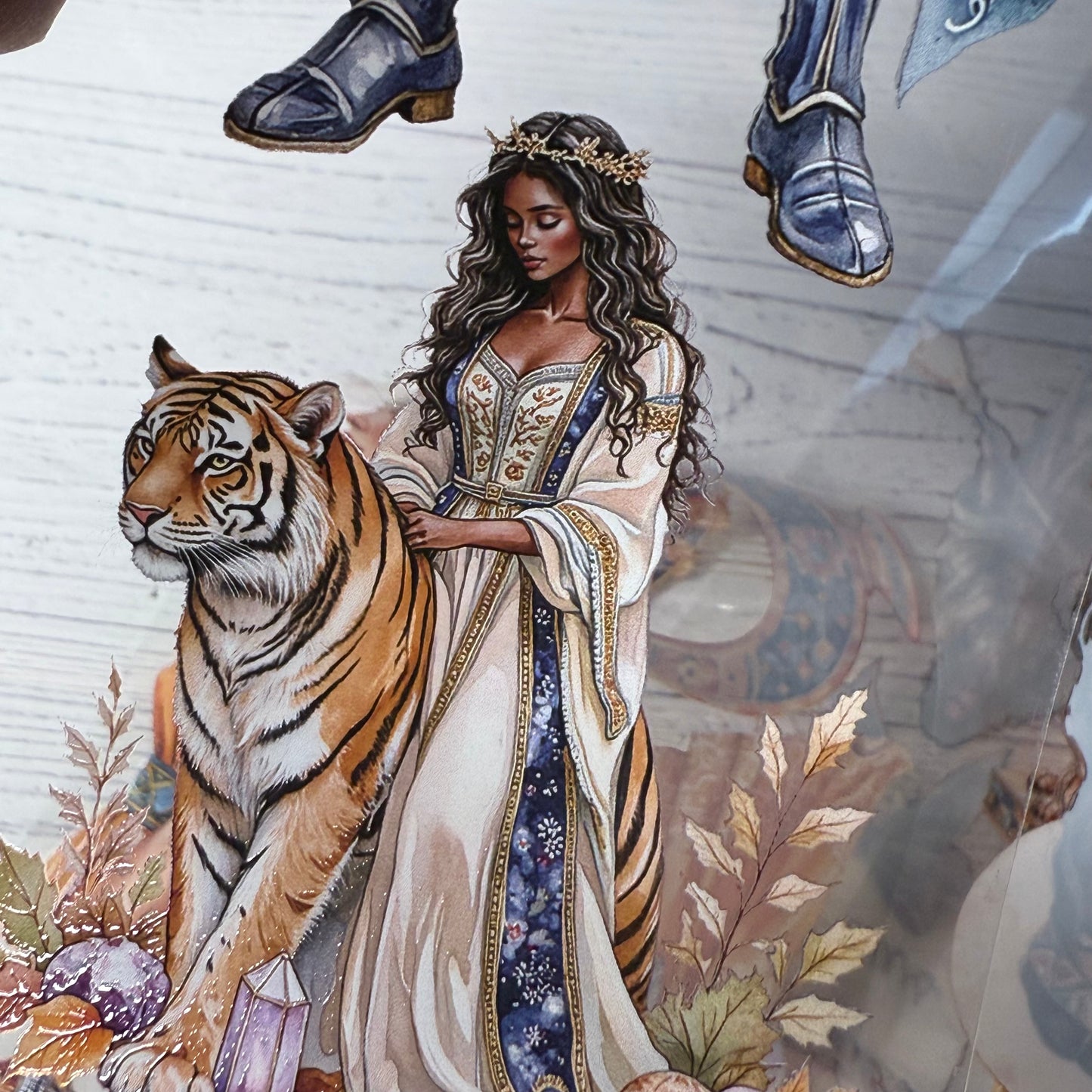PET 3D raised Celestial tiger queen and Zephyra summer tape,one roll fashion, junk journal, scrapbooking,bullet journal, card making.
