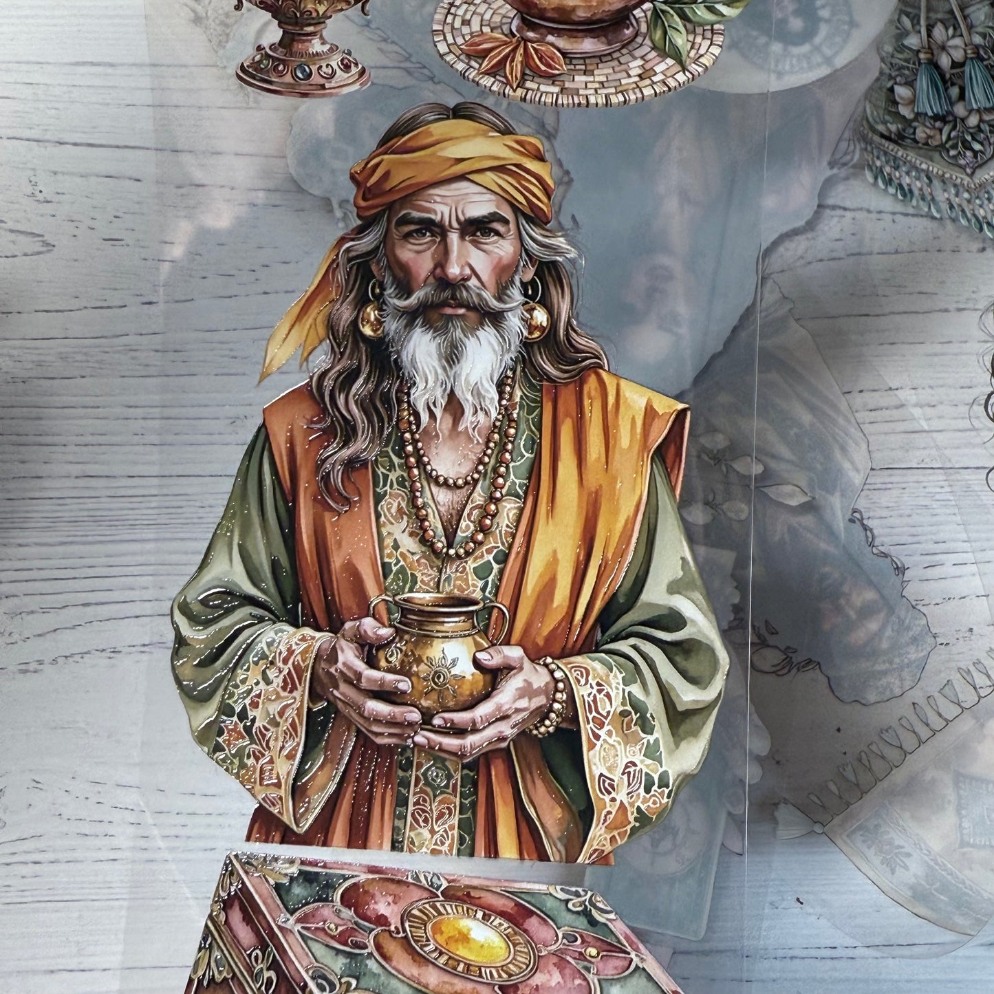 PET 3D raised Shadowhaven bohemian tarot and Windwhisper boho vale tape,one roll fashion, junk journal, scrapbooking,bullet journal, card making.