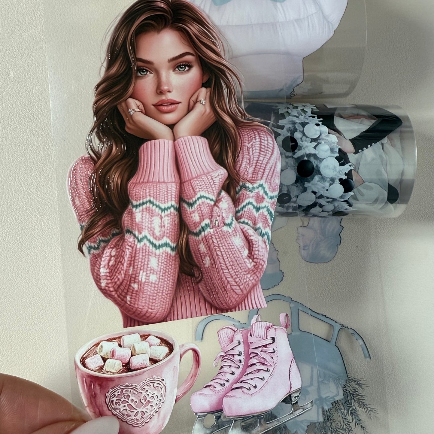 PET 3D raised Noir Noel Luxe and Pinkmas tape,one roll fashion, junk journal, scrapbooking,bullet journal, card making.