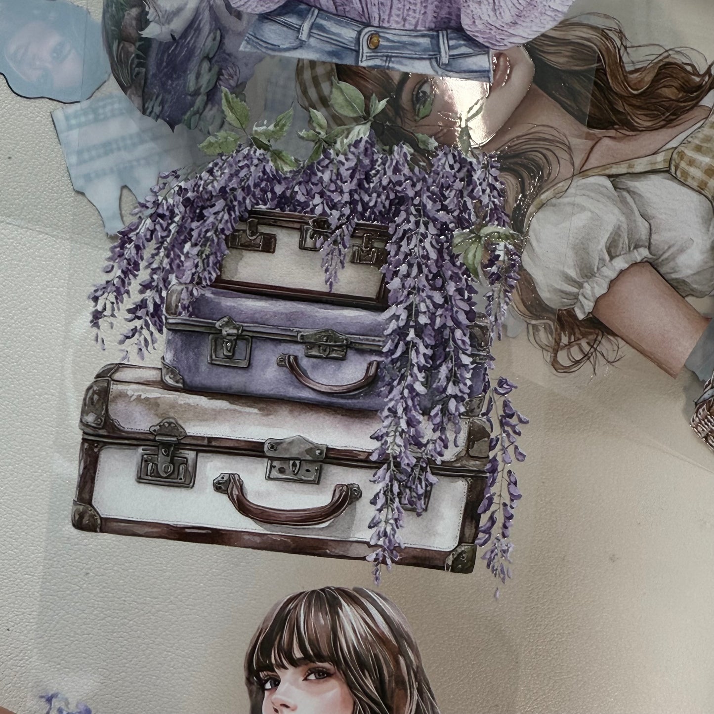 PET Wisteria garden and Spring countryside 3D raised tape,one roll fashion, junk journal, scrapbooking,bullet journal, card making.