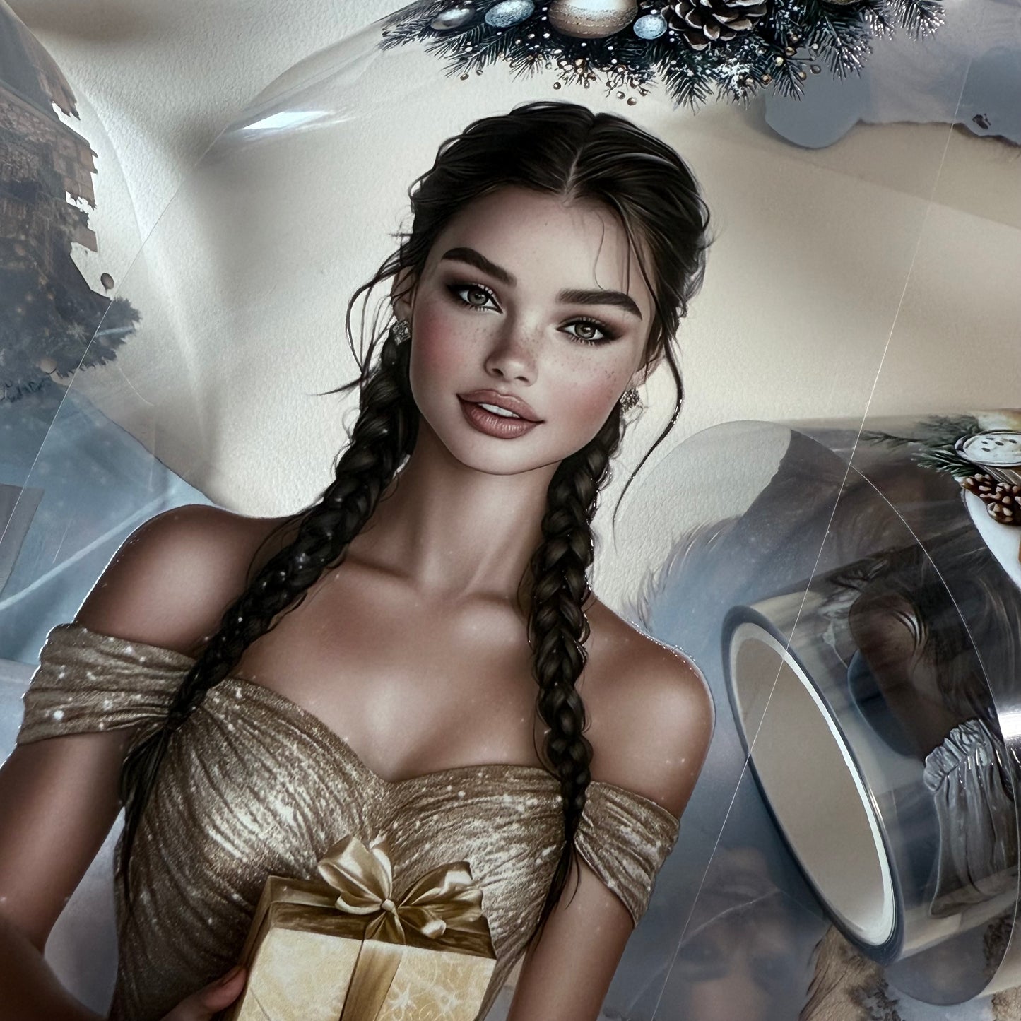 PET 3D raised Christmas Gold and Merry Christmas tape,one roll fashion, junk journal, scrapbooking,bullet journal, card making.