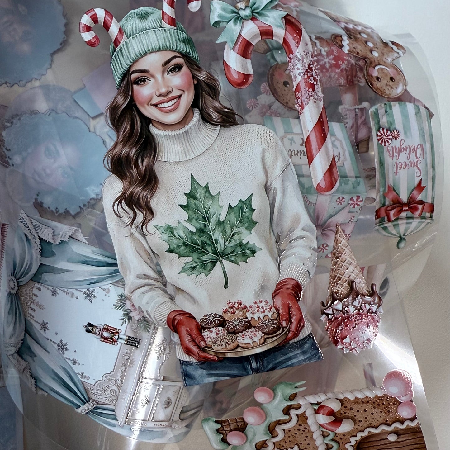 PET 3D raised Candy Cane Lane2 and Holiday Dreams tape,one roll fashion, junk journal, scrapbooking,bullet journal, card making.