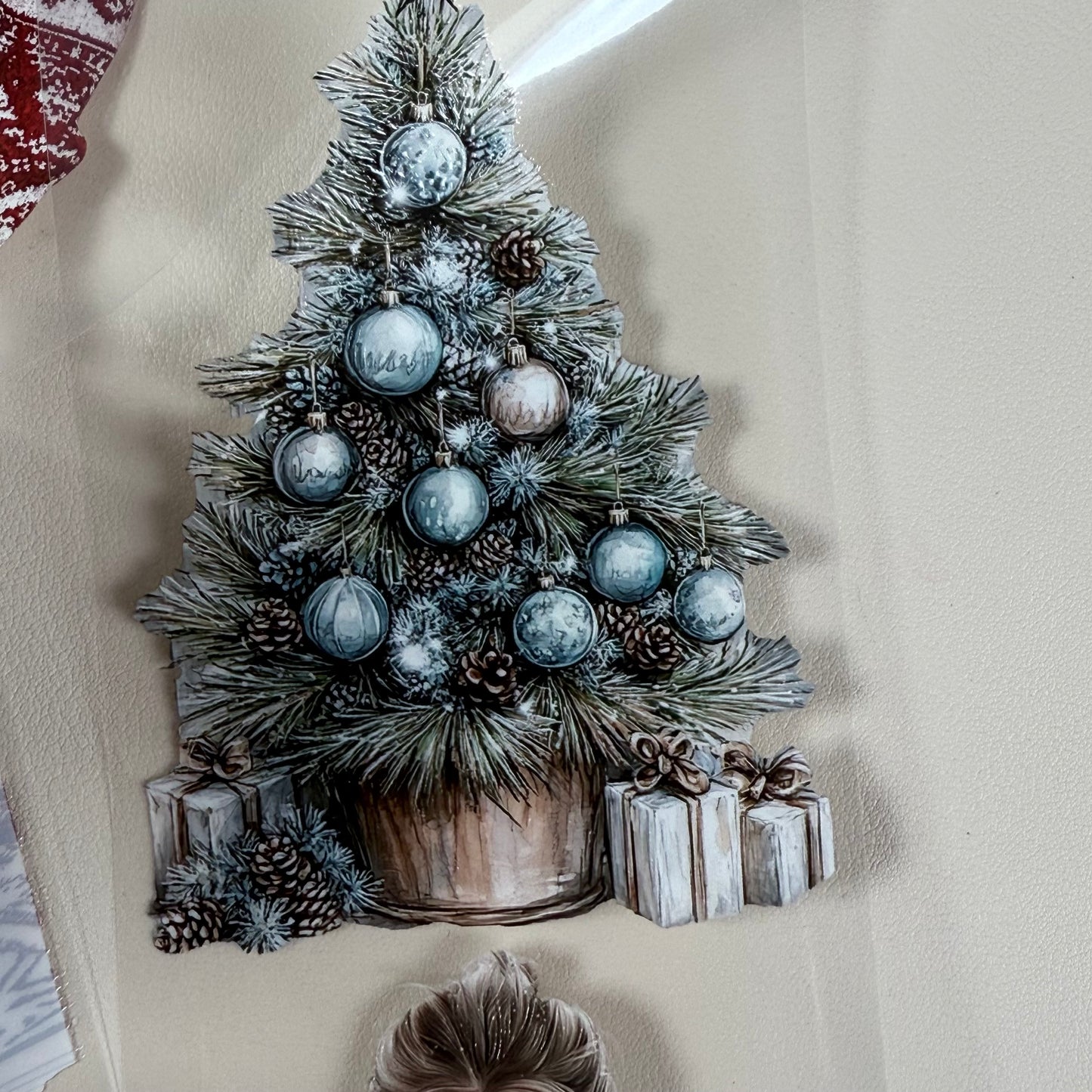 PET 3D raised Merry & Bright Christmas and Snowy Cabin tape,one roll fashion, junk journal, scrapbooking,bullet journal, card making.