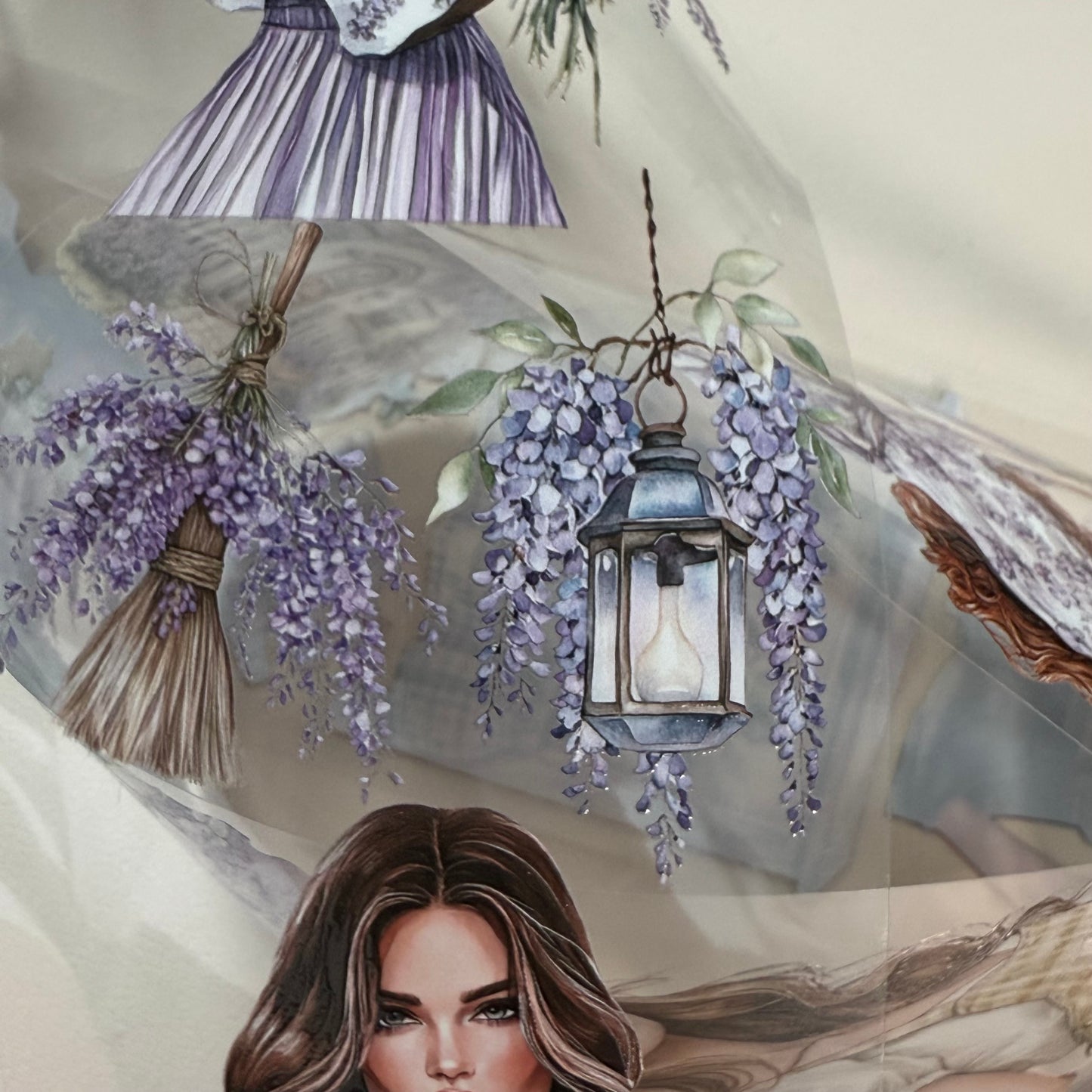 PET Wisteria garden and Spring countryside 3D raised tape,one roll fashion, junk journal, scrapbooking,bullet journal, card making.