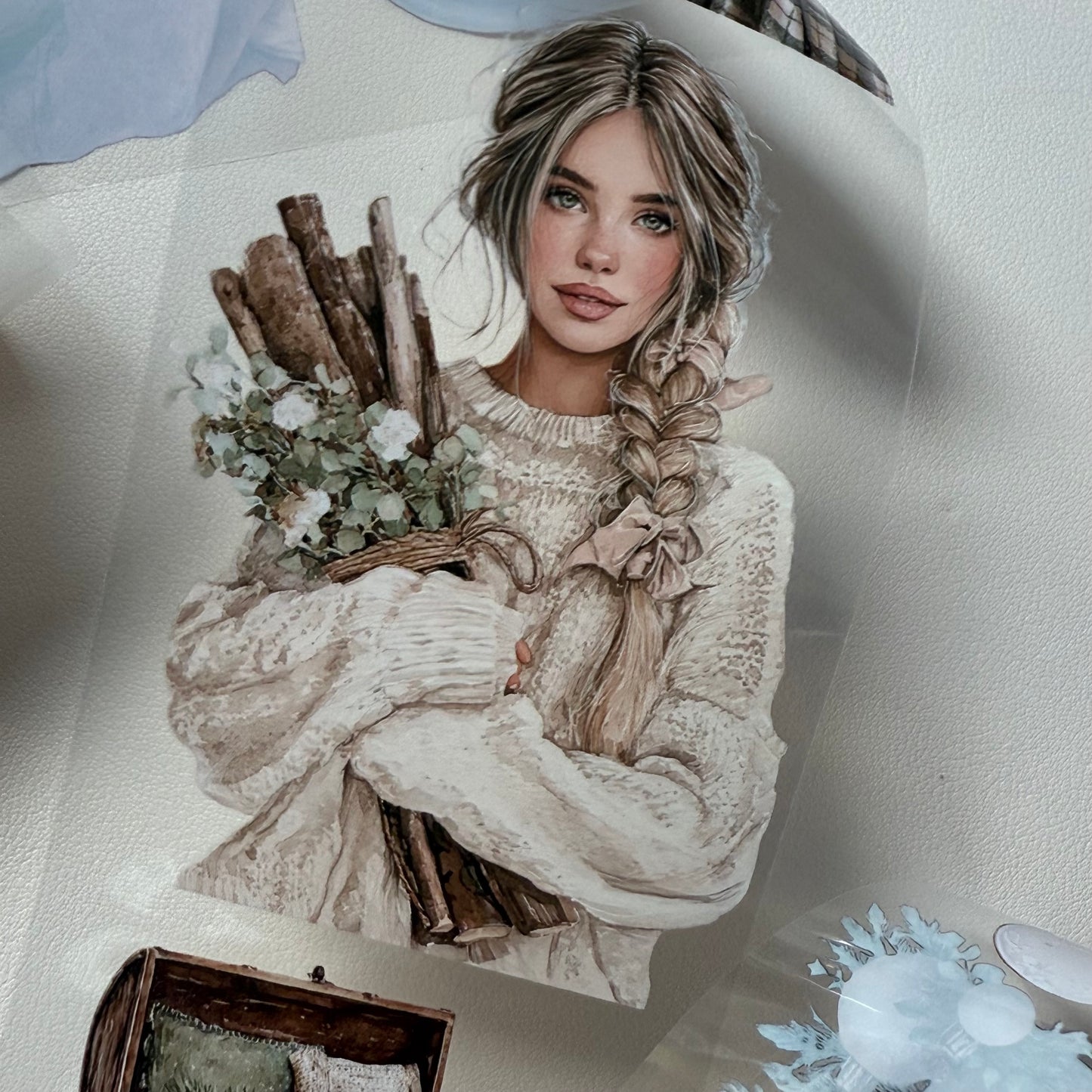 PET 3D raised Classic Christmas and Wooden Cabin tape,one roll fashion, junk journal, scrapbooking,bullet journal, card making.