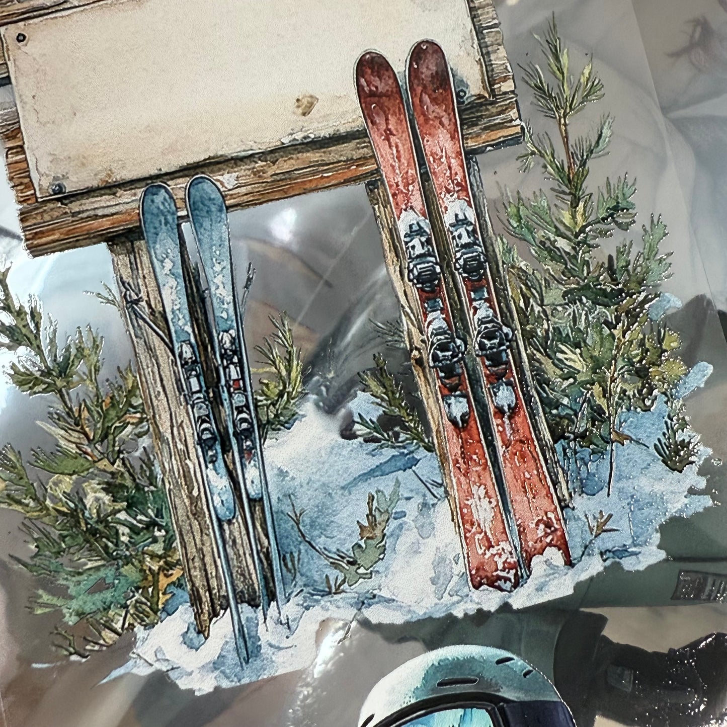 PET Winter Mood and Alpine Chalet 3D raised tape,one roll fashion, junk journal, scrapbooking,bullet journal, card making.