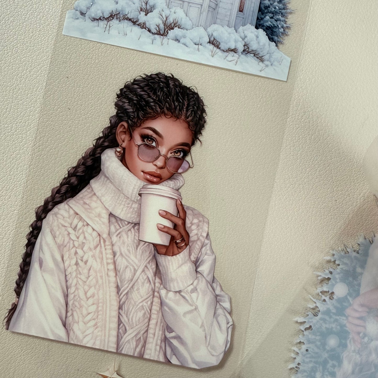 PET 3D raised Classy Old Money and White Luxe Crhistmas tape,one roll fashion, junk journal, scrapbooking,bullet journal, card making.