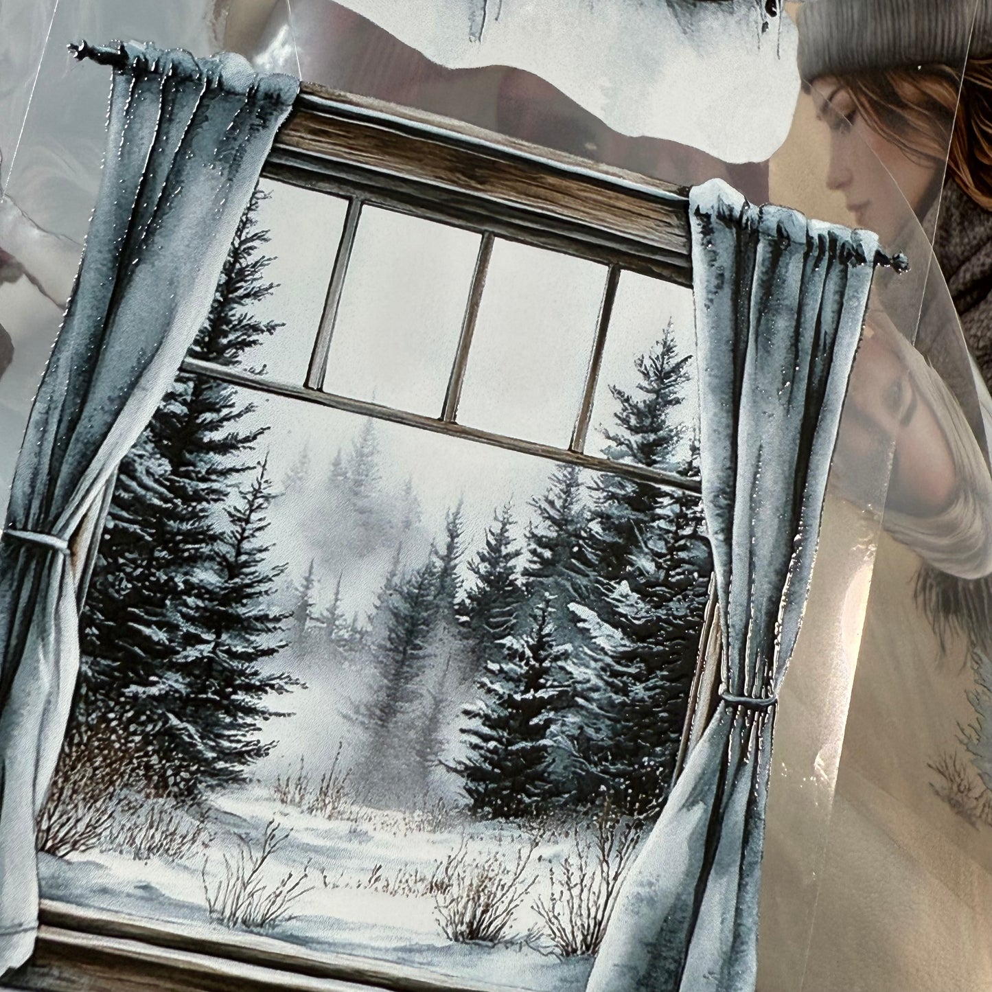 PET Winter Mood and Alpine Chalet 3D raised tape,one roll fashion, junk journal, scrapbooking,bullet journal, card making.