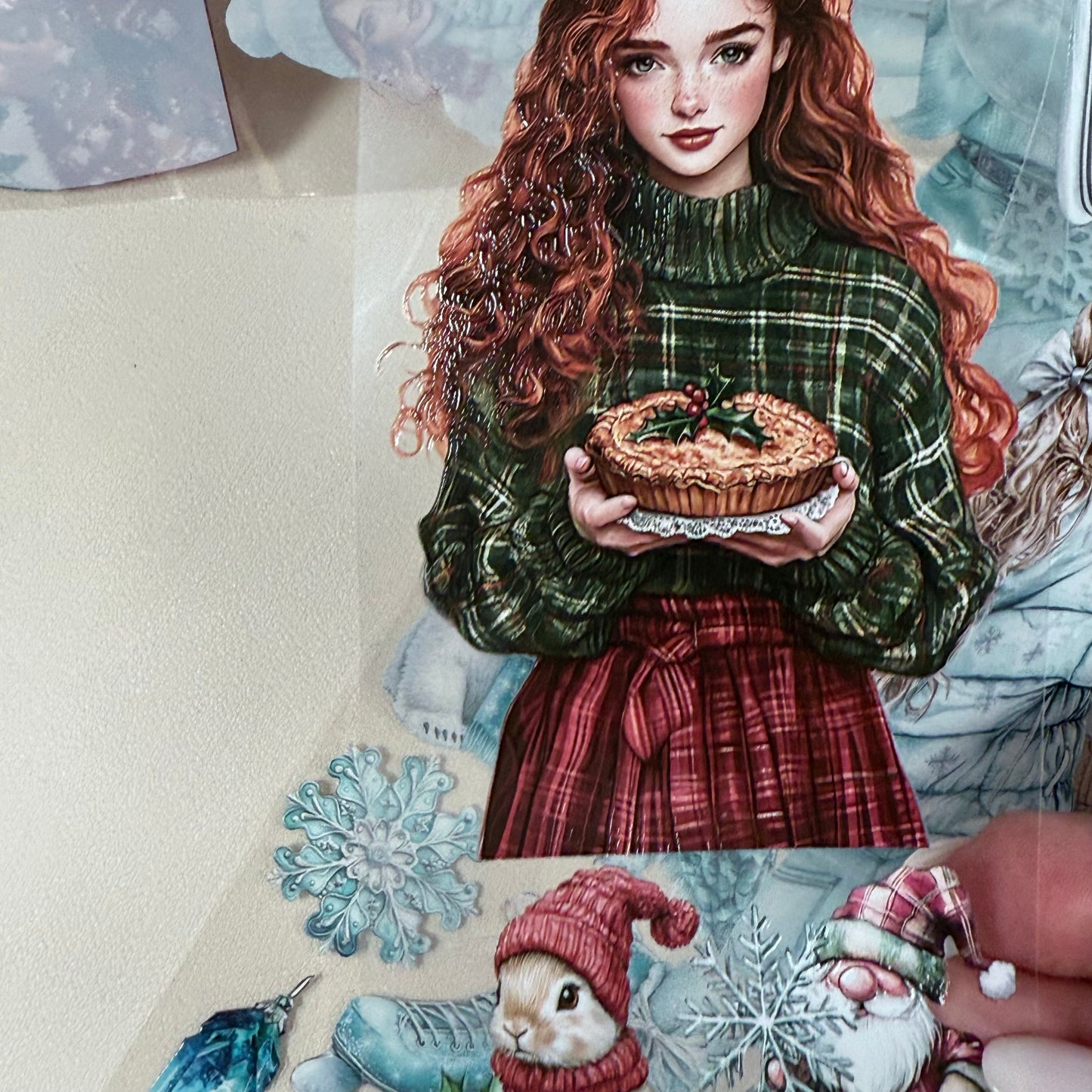 PET 3D raised Rustic Christmas and Frosted Northern lights tape,one roll fashion, junk journal, scrapbooking,bullet journal, card making.