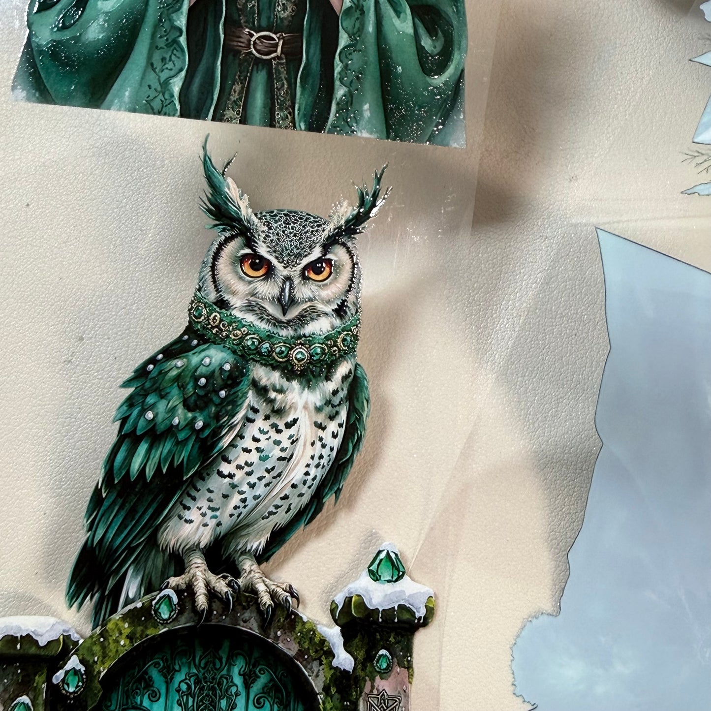 Emerald Winter Witch and Obsidian Winter Witch  PET 3D raised tape,one roll fashion, junk journal, scrapbooking,bullet journal, card making.