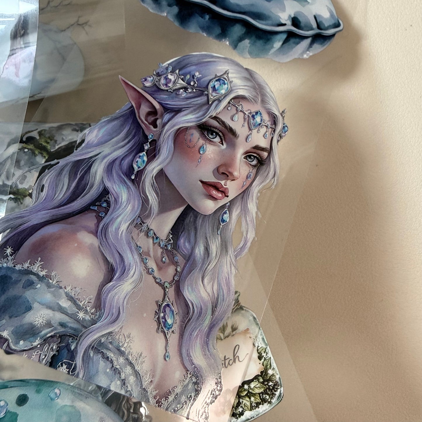 Opaline Winter Witch and Winterwood Witch PET 3D raised tape,one roll fashion, junk journal, scrapbooking,bullet journal, card making.