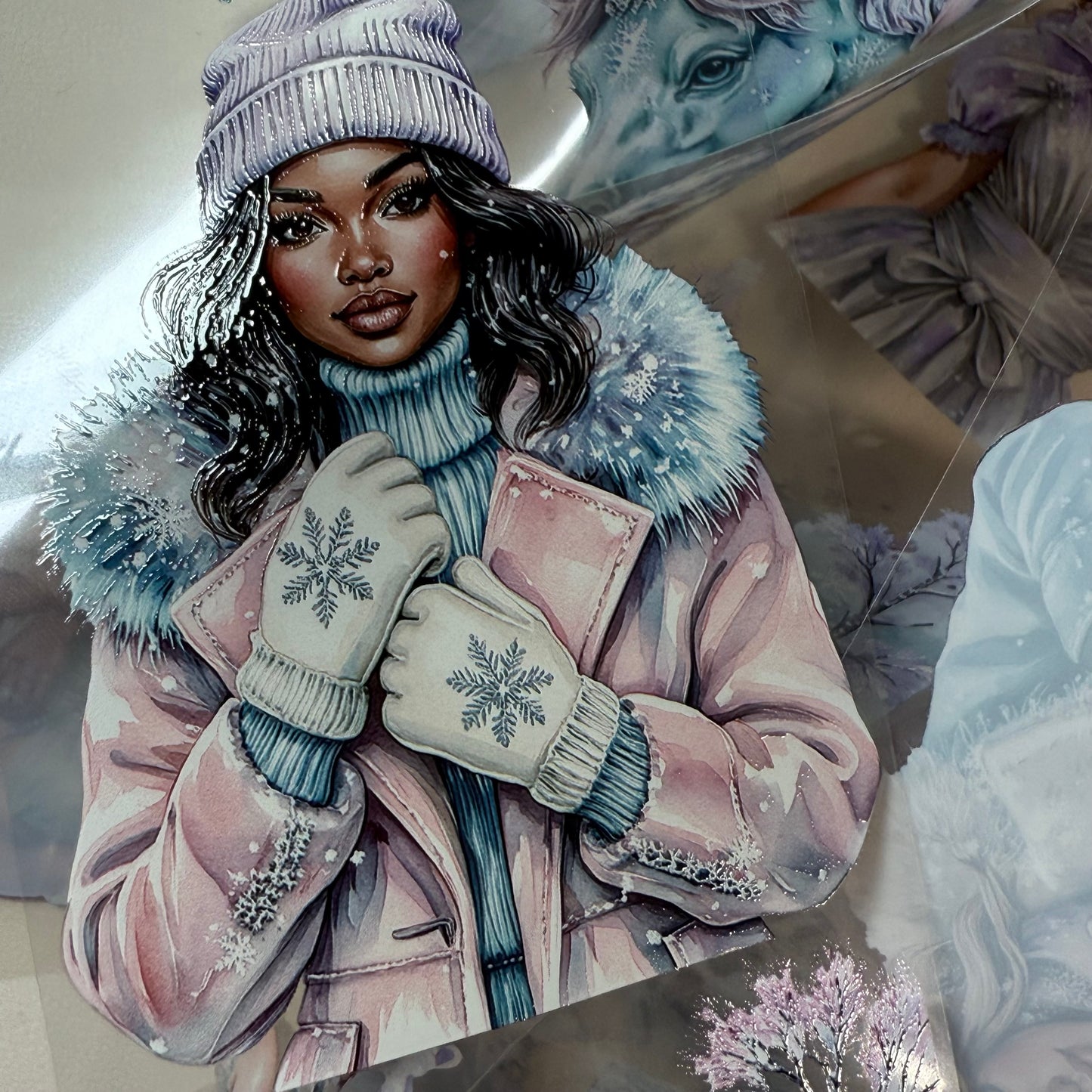 PET 3D raised Blue Pastel Winter and Frosted Whispers tape,one roll fashion, junk journal, scrapbooking,bullet journal, card making.