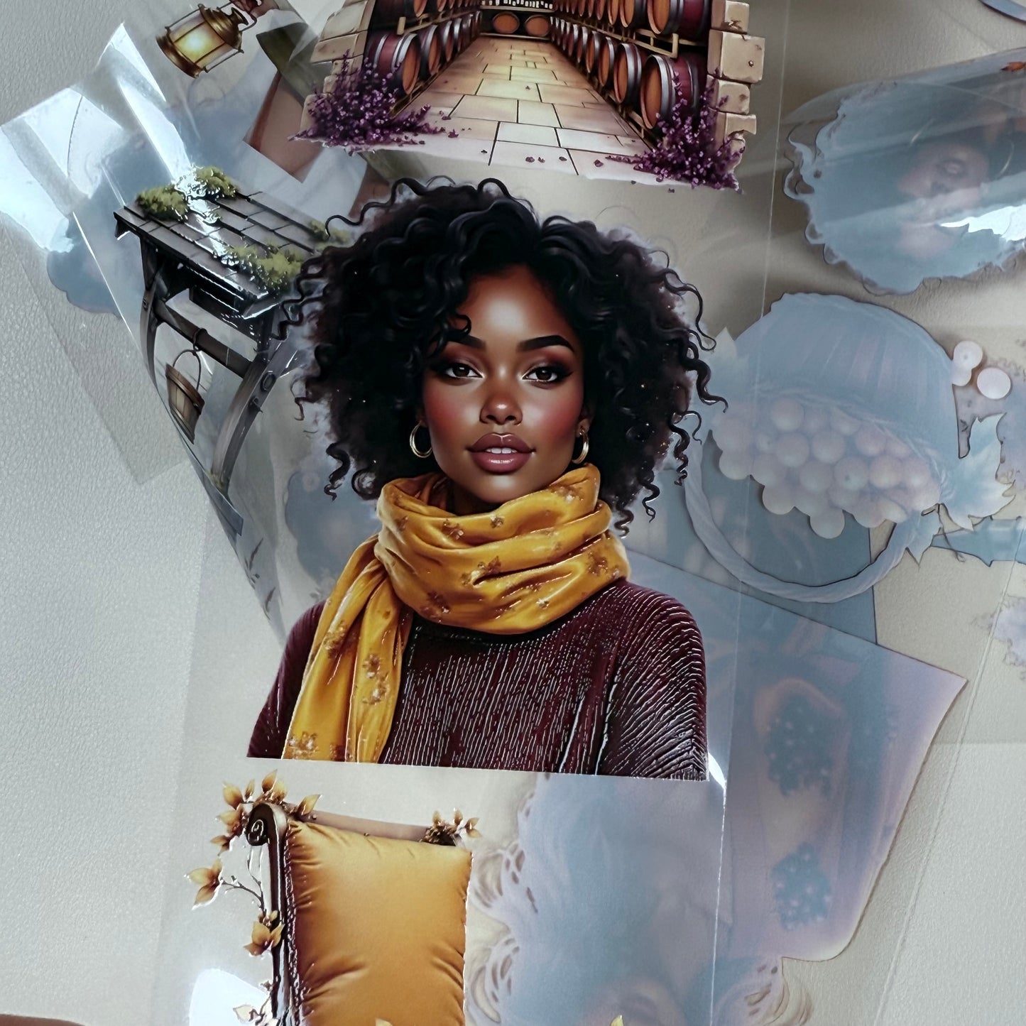 PET 3D raised Autumn Enchantment and Vineyard tape,one roll fashion, junk journal, scrapbooking,bullet journal, card making.