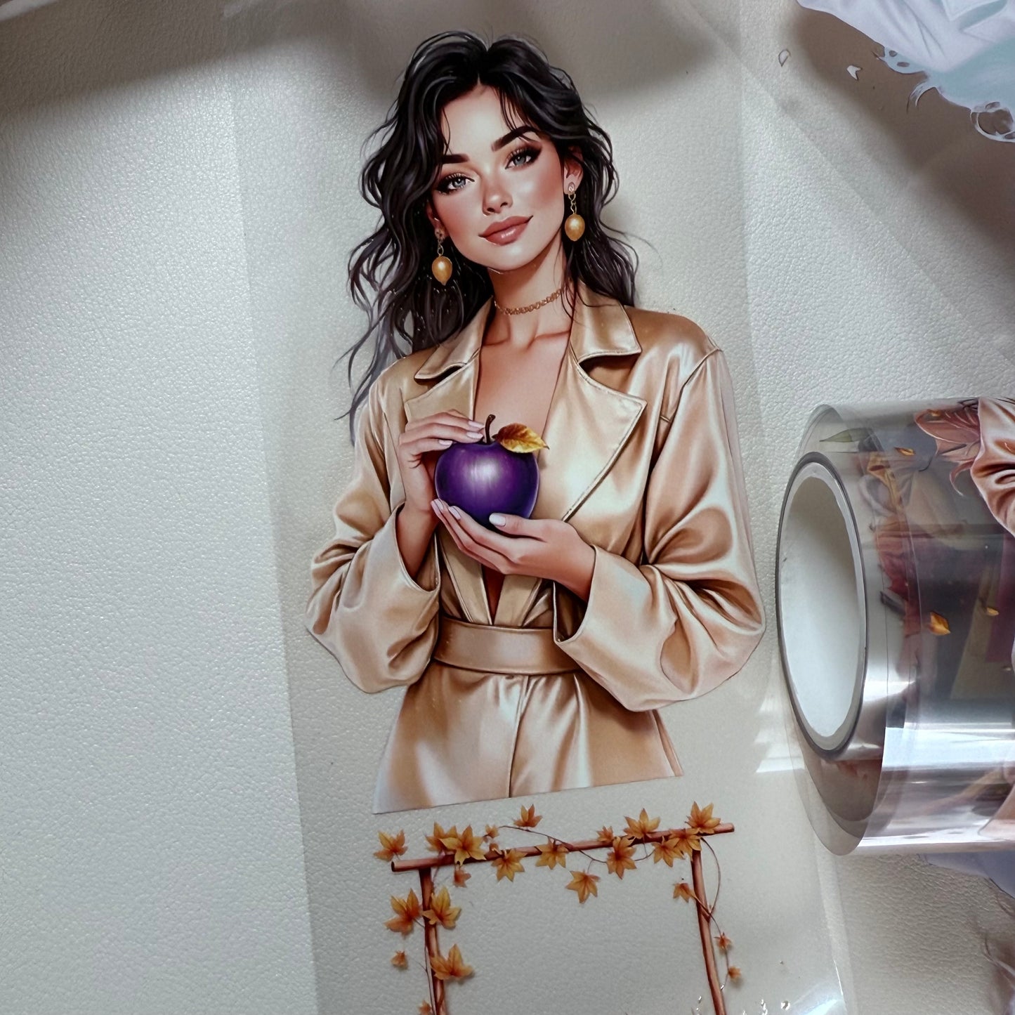 PET 3D raised Fall Leaves and Autumn Harvest tape,one roll fashion, junk journal, scrapbooking,bullet journal, card making.