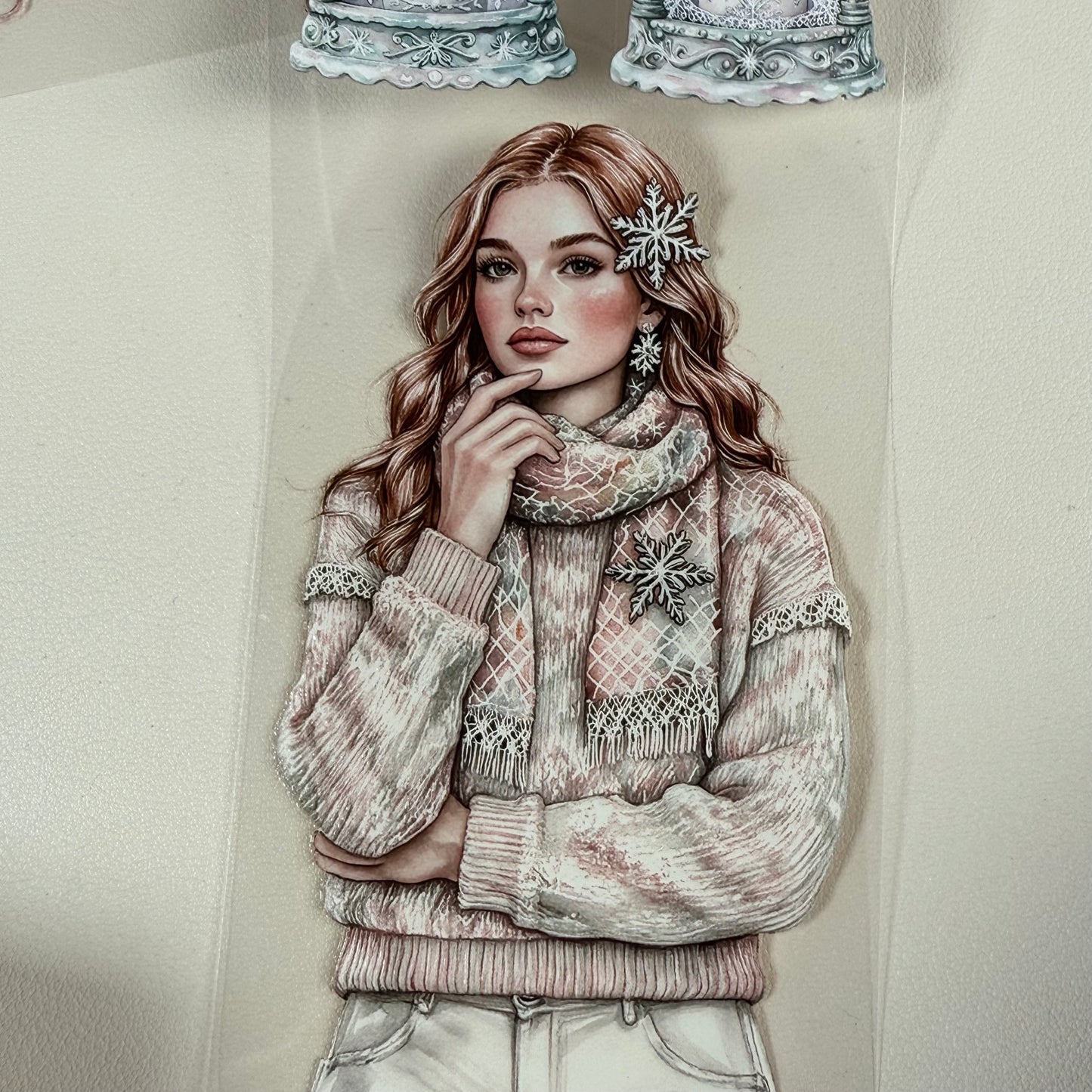 PET 3D raised Pink and teal Christmas and Frosted Fables tape,one roll fashion, junk journal, scrapbooking,bullet journal, card making.