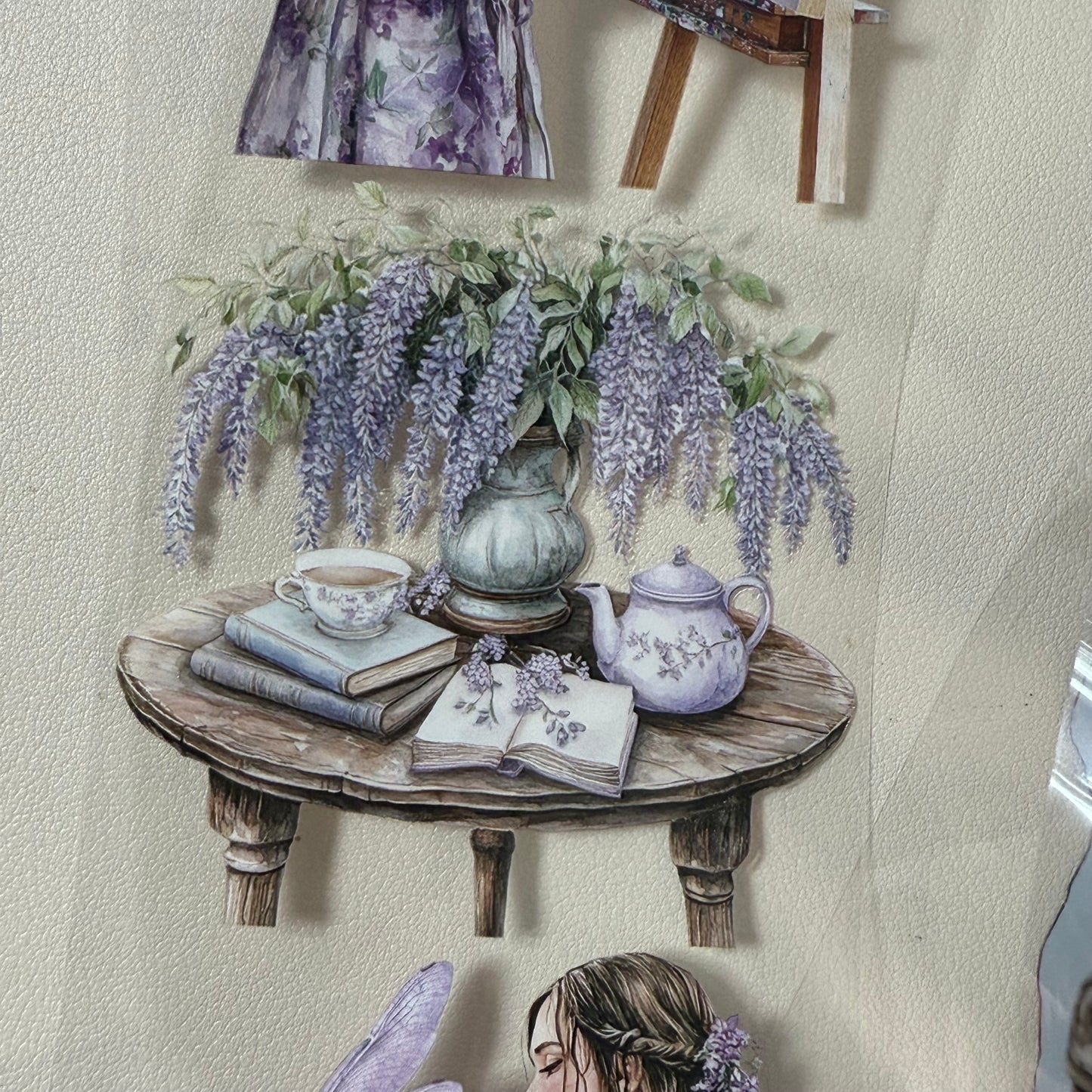 PET Wisteria garden and Spring countryside 3D raised tape,one roll fashion, junk journal, scrapbooking,bullet journal, card making.